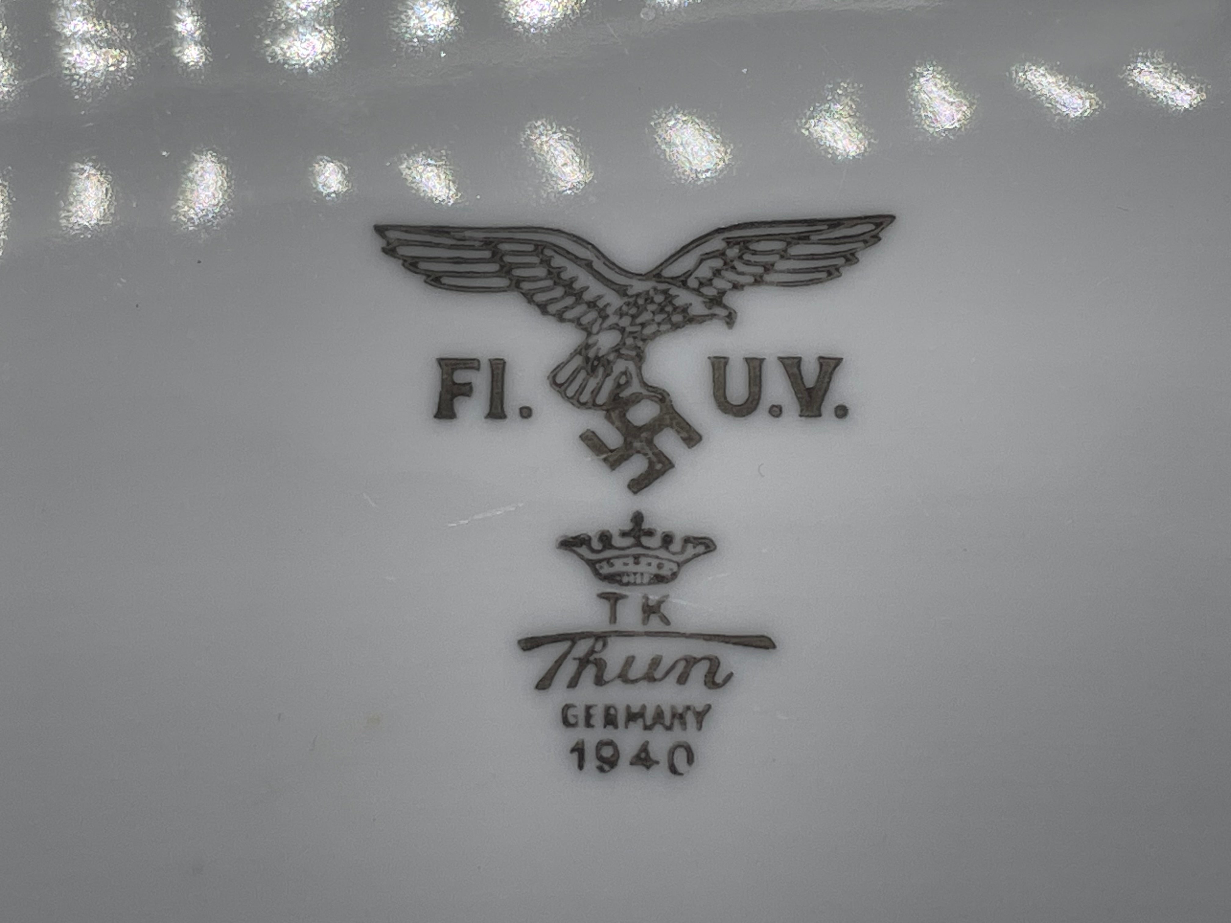 Original WW2 German Luftwaffe Air Force Porcelain Square Bowl - 1940 Dated - The Militaria Shop