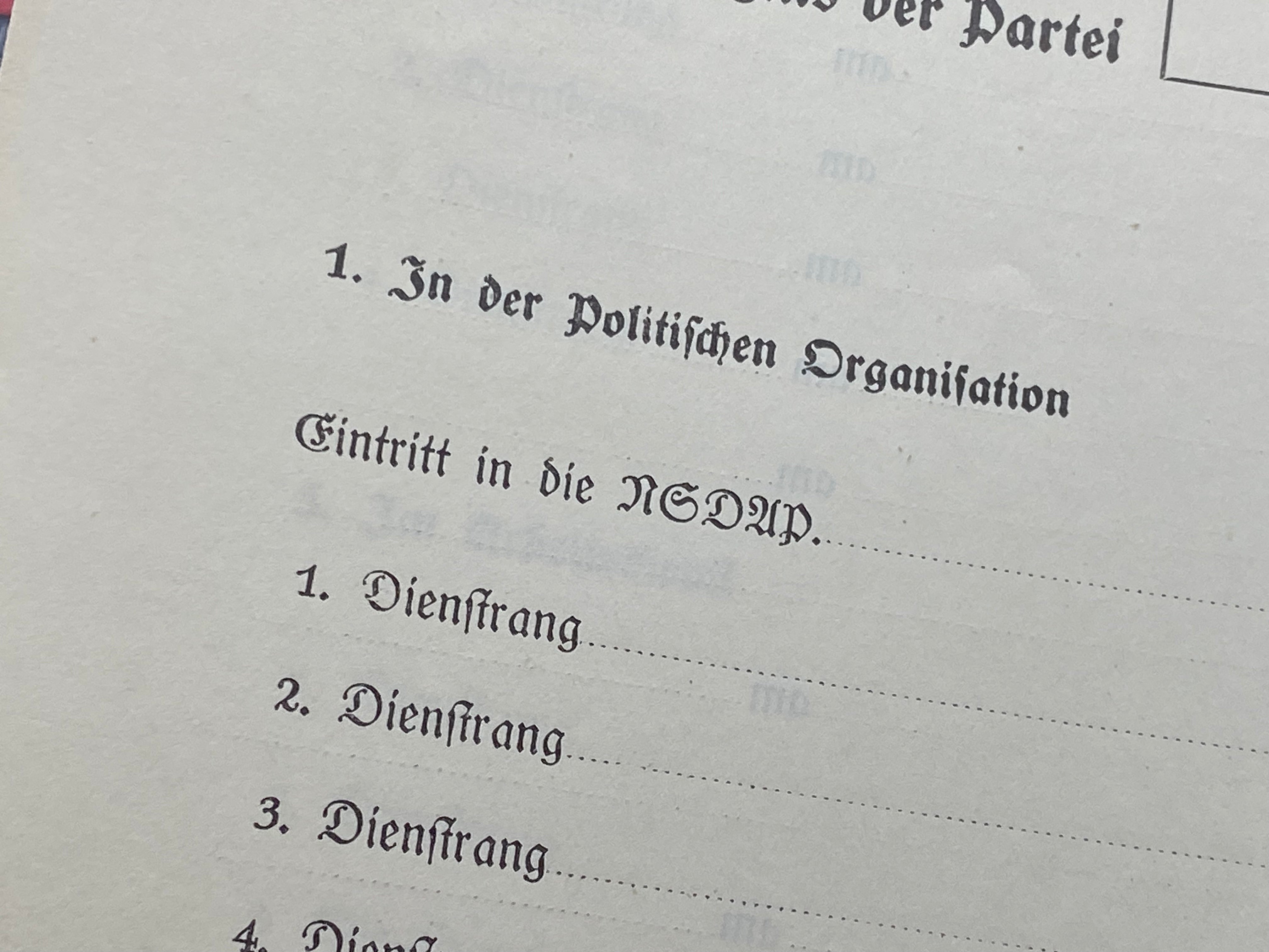 An Interesting Group of Three 1935 Dated NSADP Forms. - The Militaria Shop