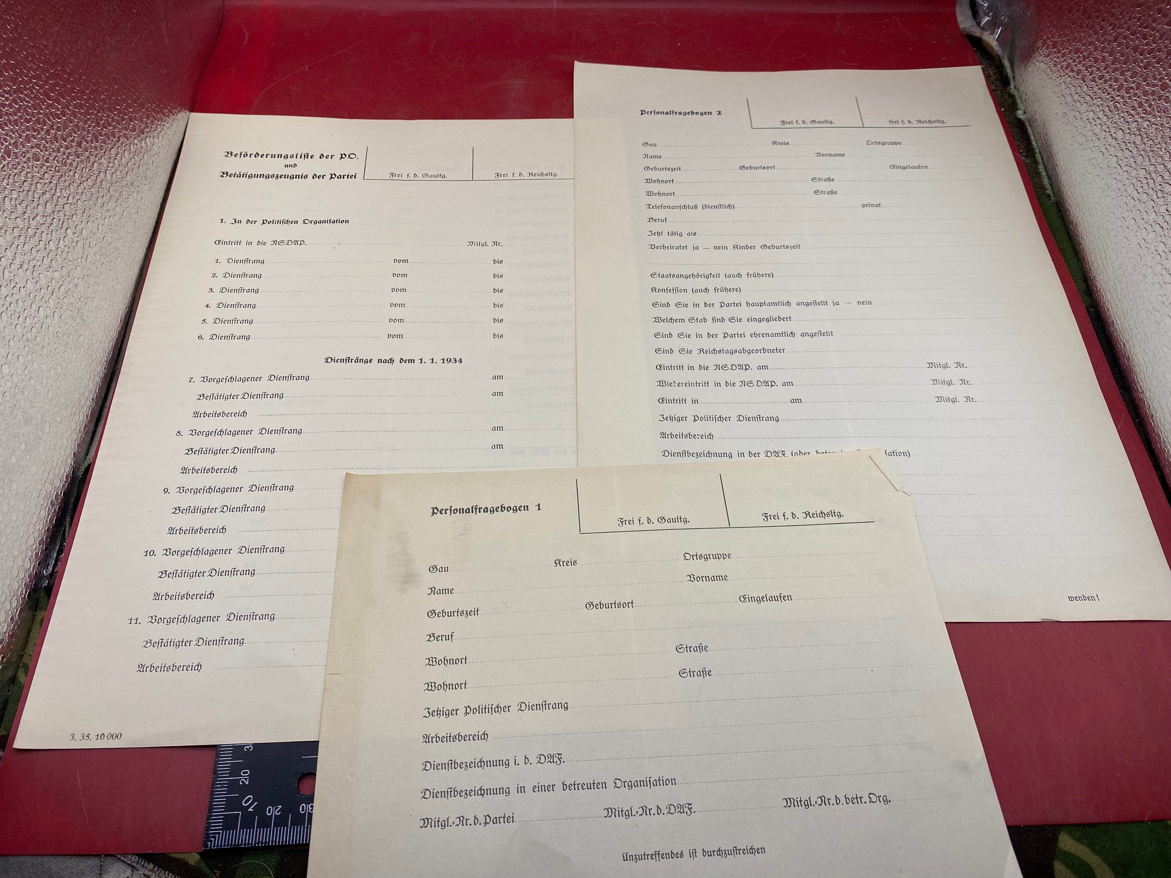 An Interesting Group of Three NSADP Forms. - The Militaria Shop