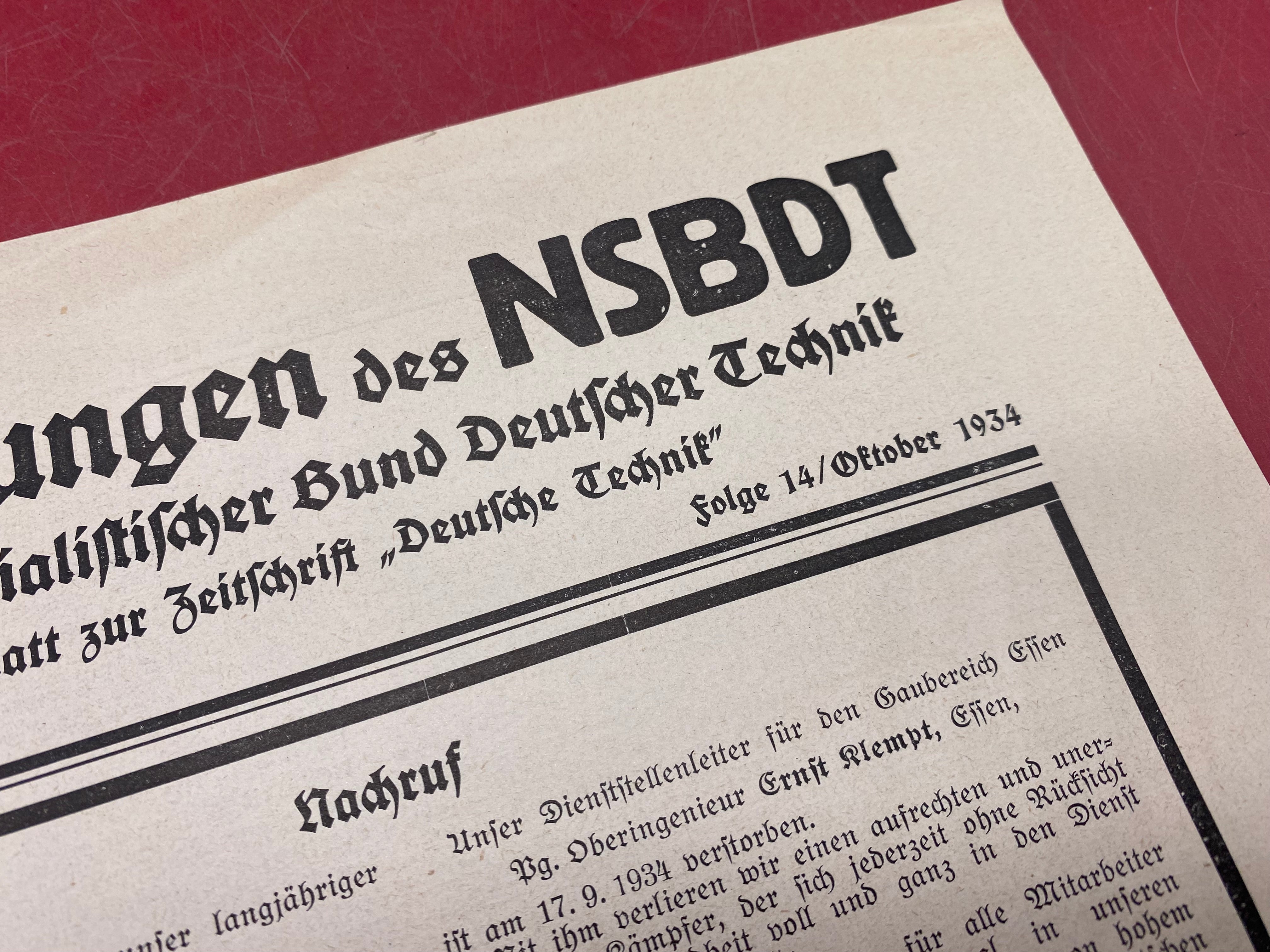 WW2 German NSBDT Leaflet - Possibly Technical Engineering Related. - The Militaria Shop