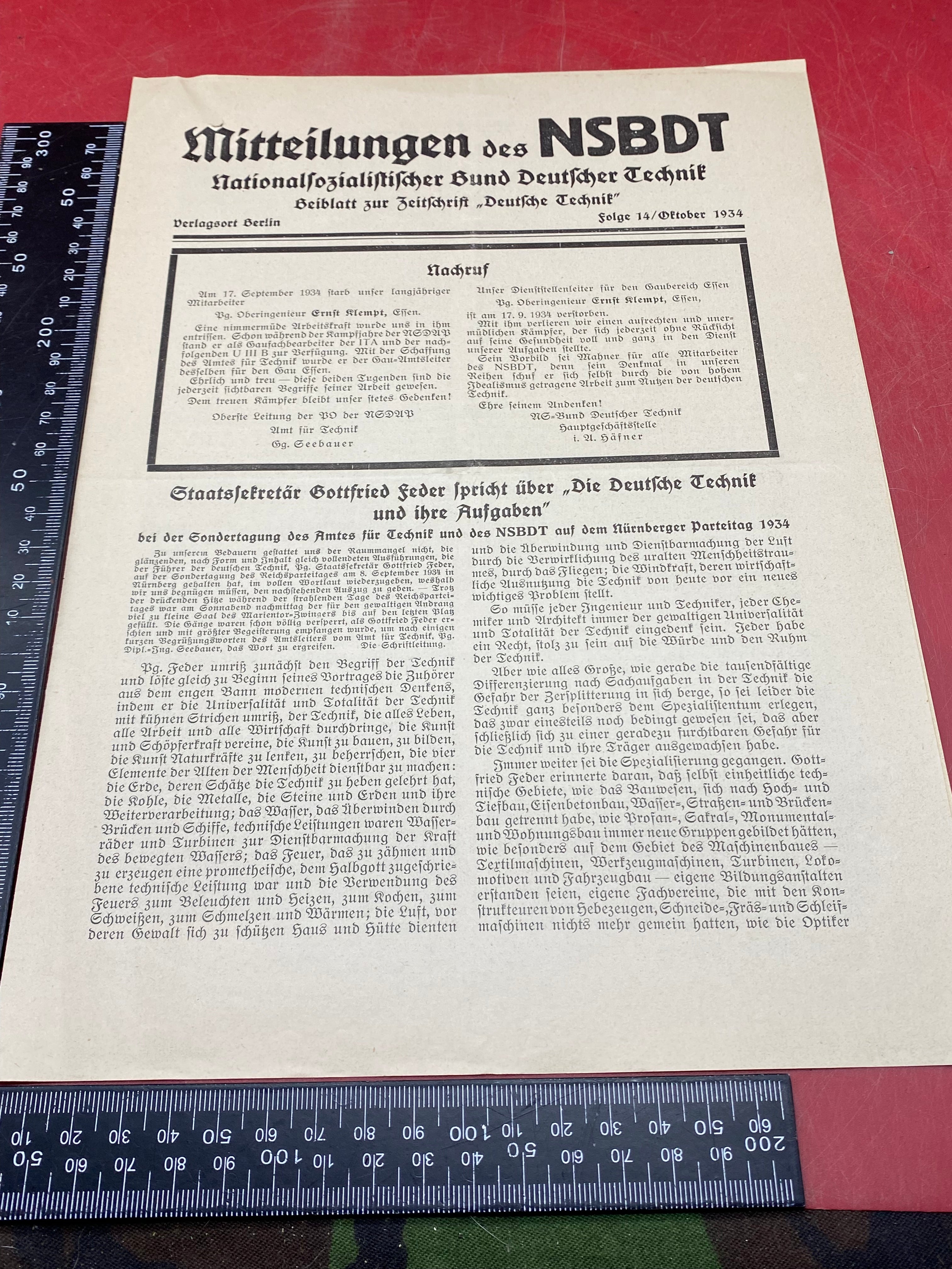 WW2 German NSBDT Leaflet - Possibly Technical Engineering Related. - The Militaria Shop