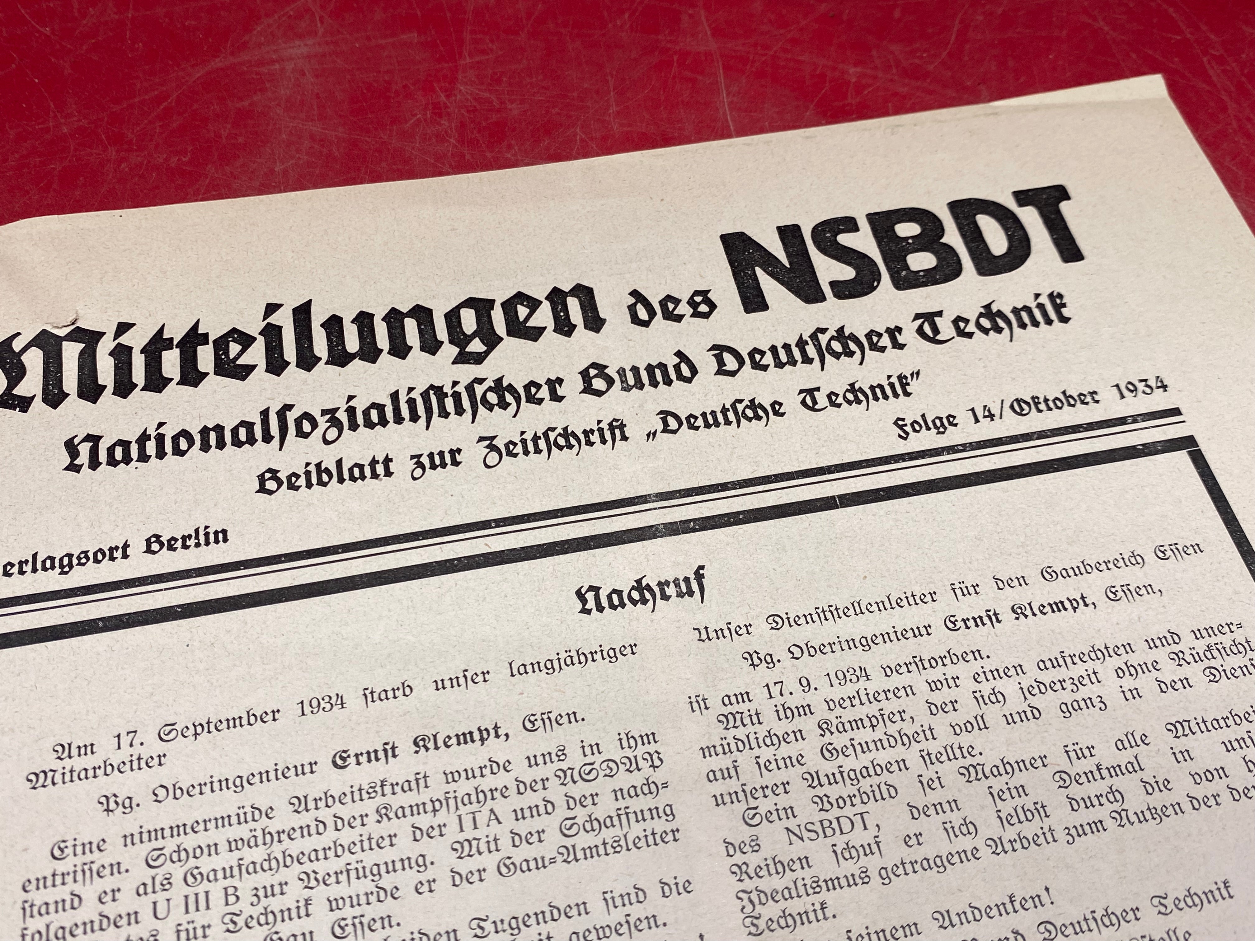WW2 German NSBDT Leaflet - Possibly Technical Engineering Related. - The Militaria Shop