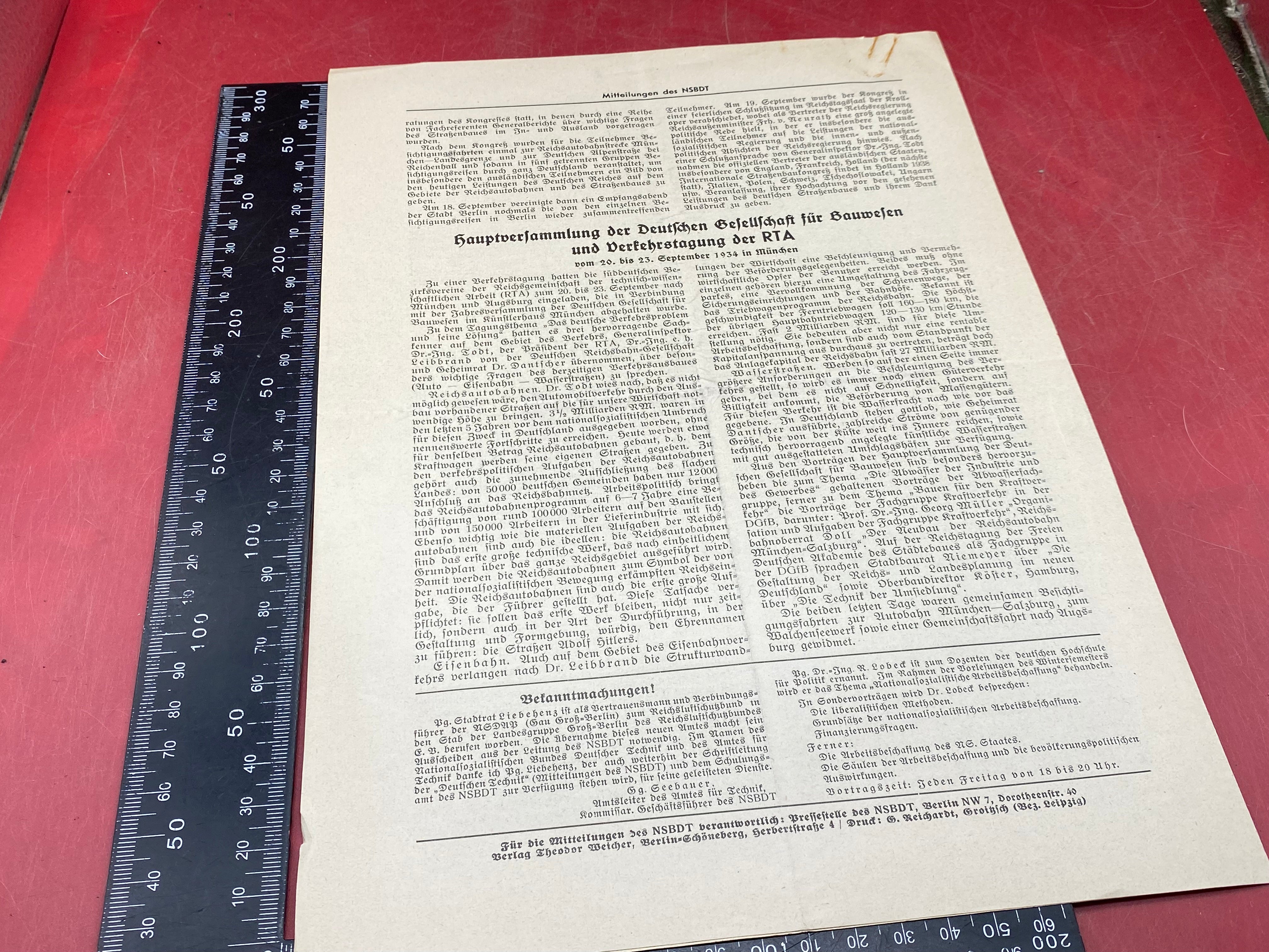 WW2 German NSBDT Leaflet - Possibly Technical Engineering Related. - The Militaria Shop