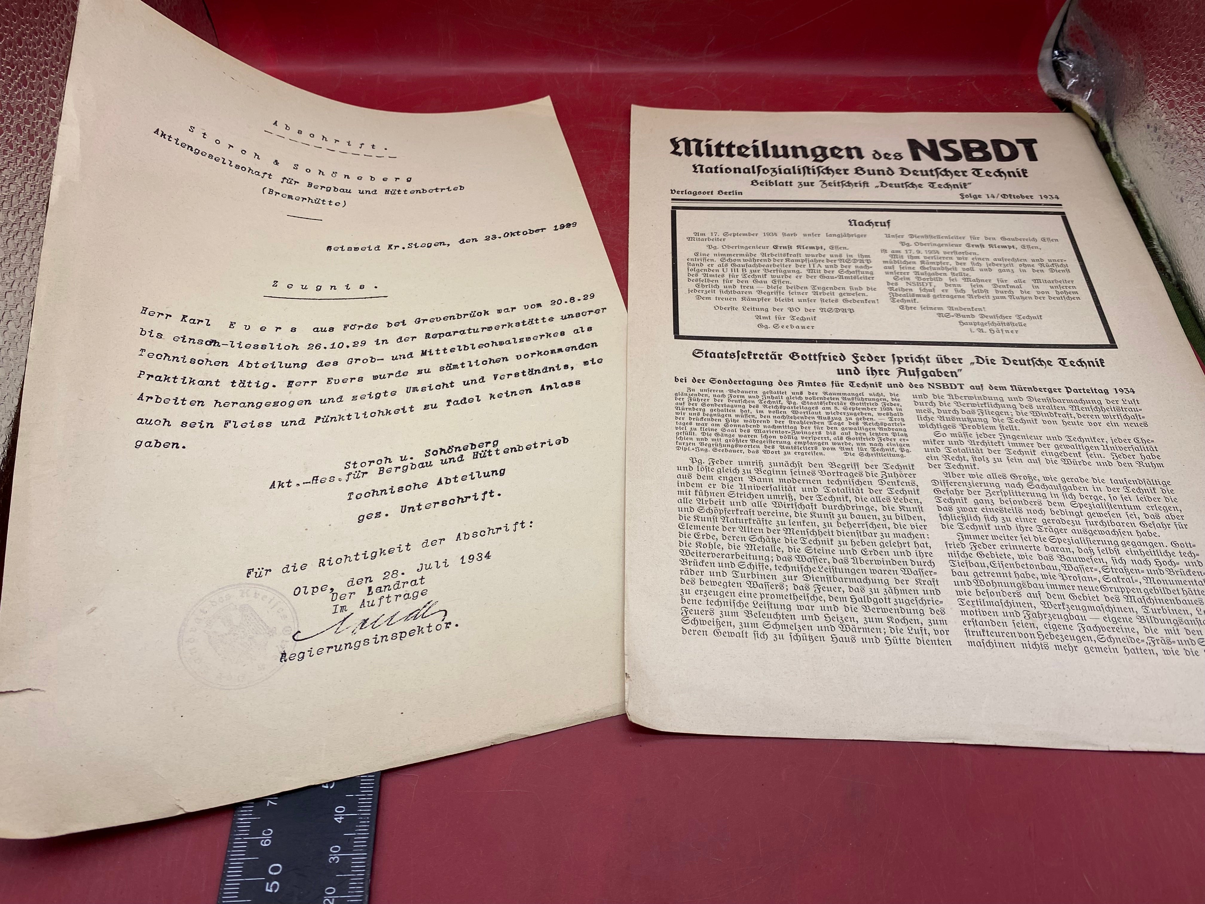 WW2 German NSBDT Paperwork - With Good Stamp. - The Militaria Shop