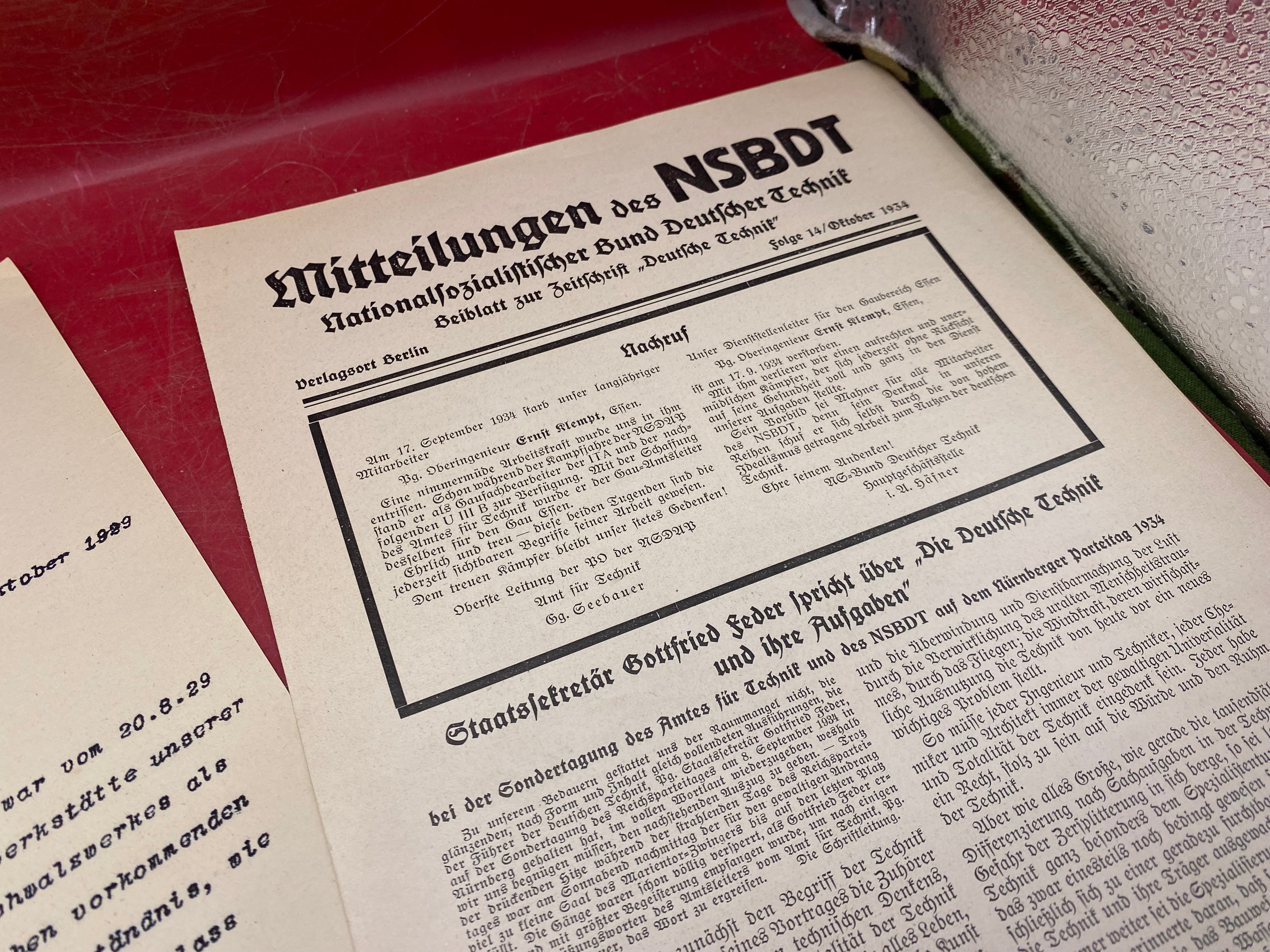 WW2 German NSBDT Paperwork - With Good Stamp. - The Militaria Shop
