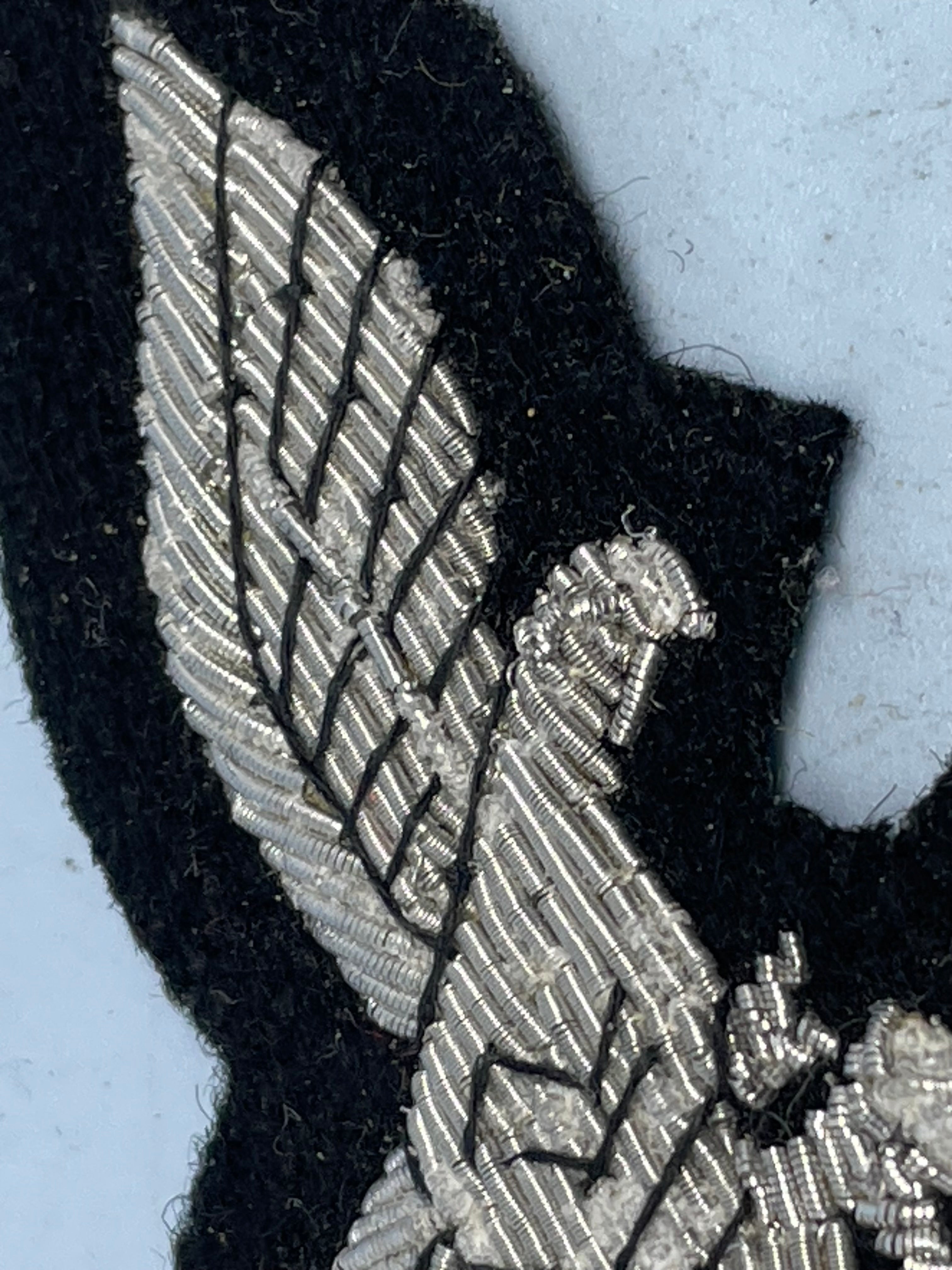 Reproduction WW2 German Luftwaffe Officer's Bullion Breast Eagle on a black background - The Militaria Shop