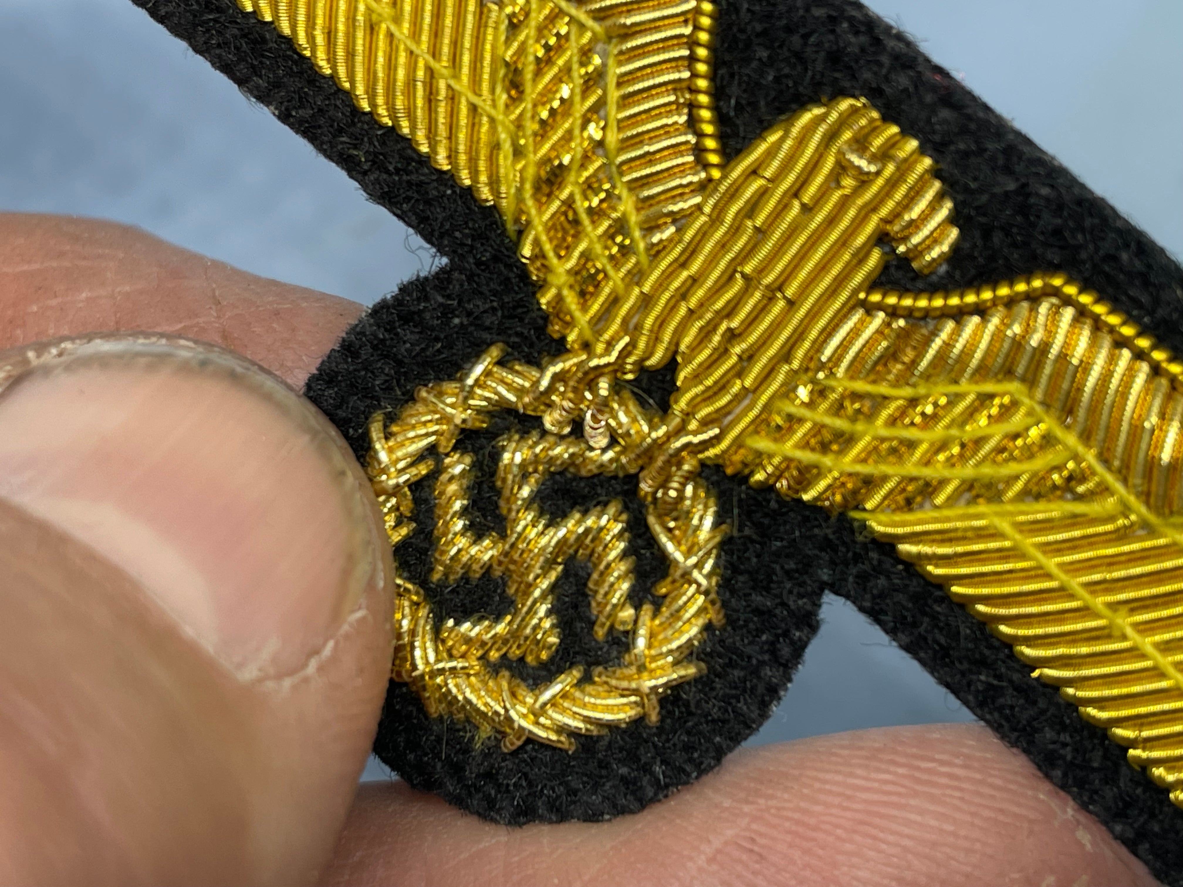 Reproduction WW2 German Kriegsmarine Officer's Bullion Breast Eagle on a black background - The Militaria Shop