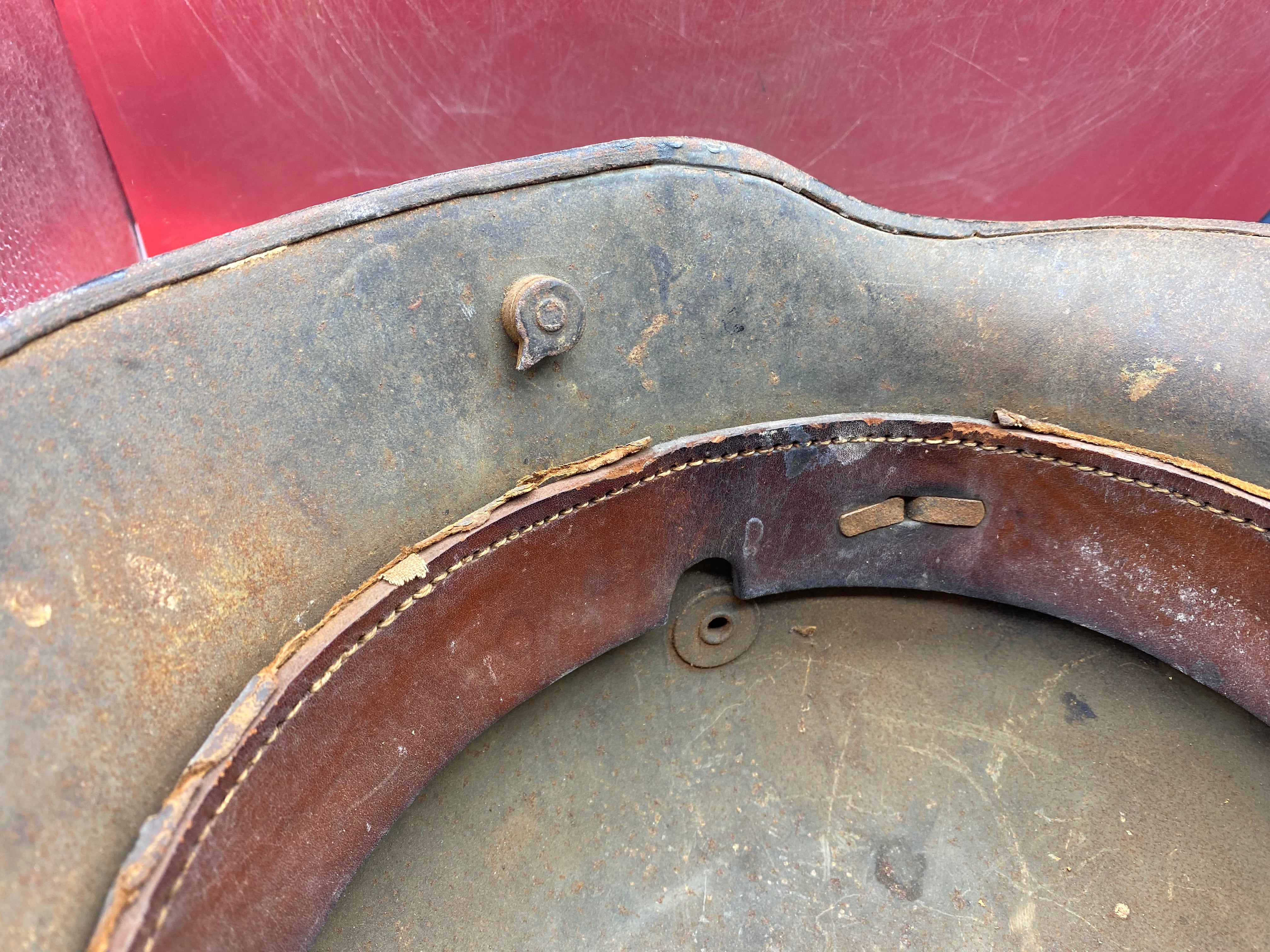 Original German Early SS Transitional M16 Helmet with Liner Band - WW1/WW2 - The Militaria Shop