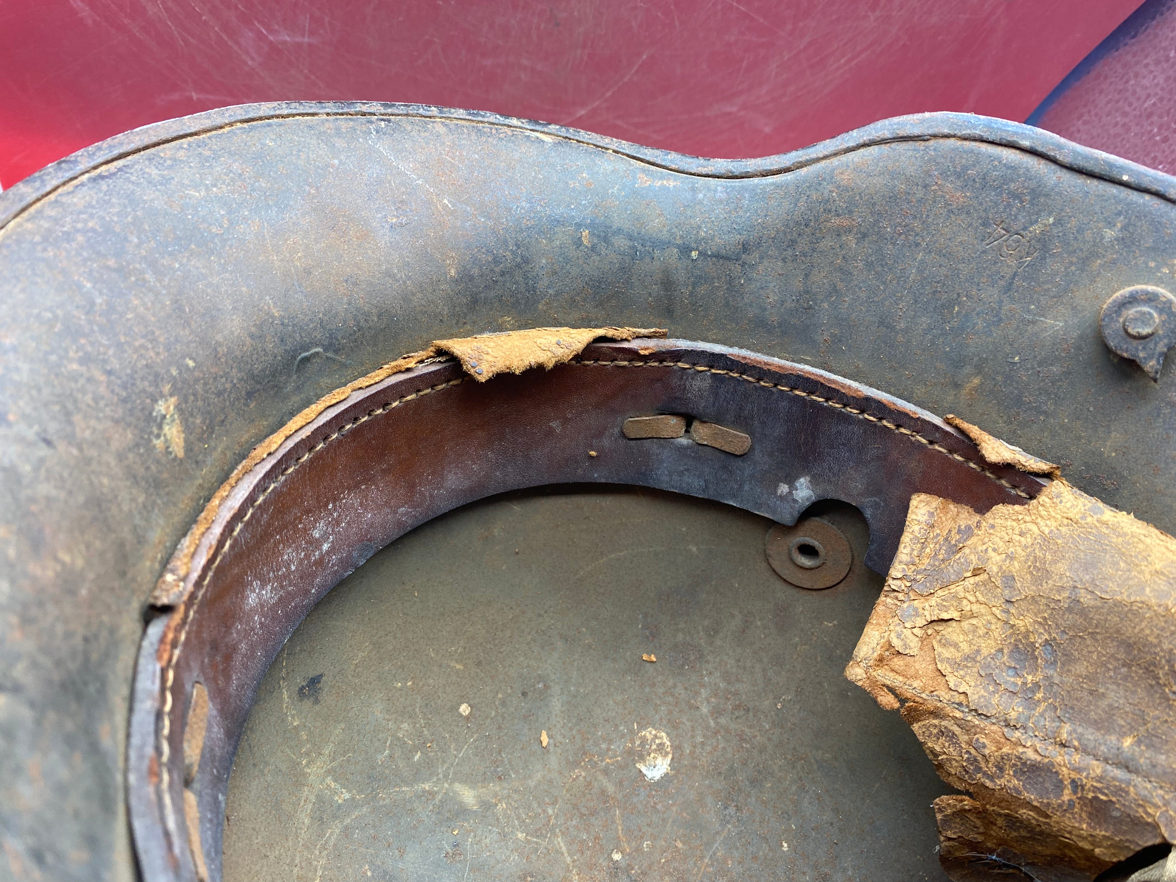 Original German Early SS Transitional M16 Helmet with Liner Band - WW1/WW2 - The Militaria Shop
