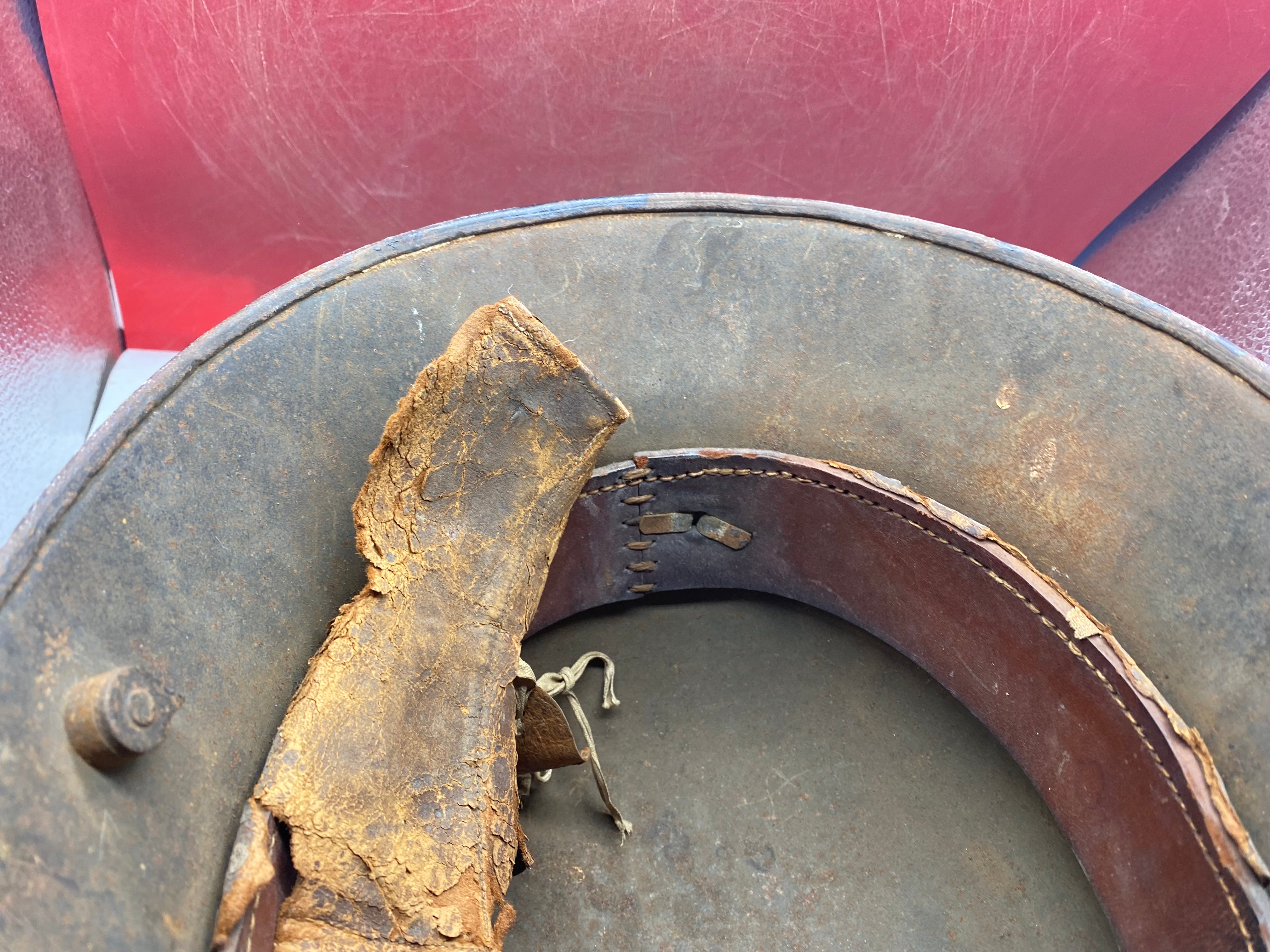 Original German Early SS Transitional M16 Helmet with Liner Band - WW1/WW2 - The Militaria Shop