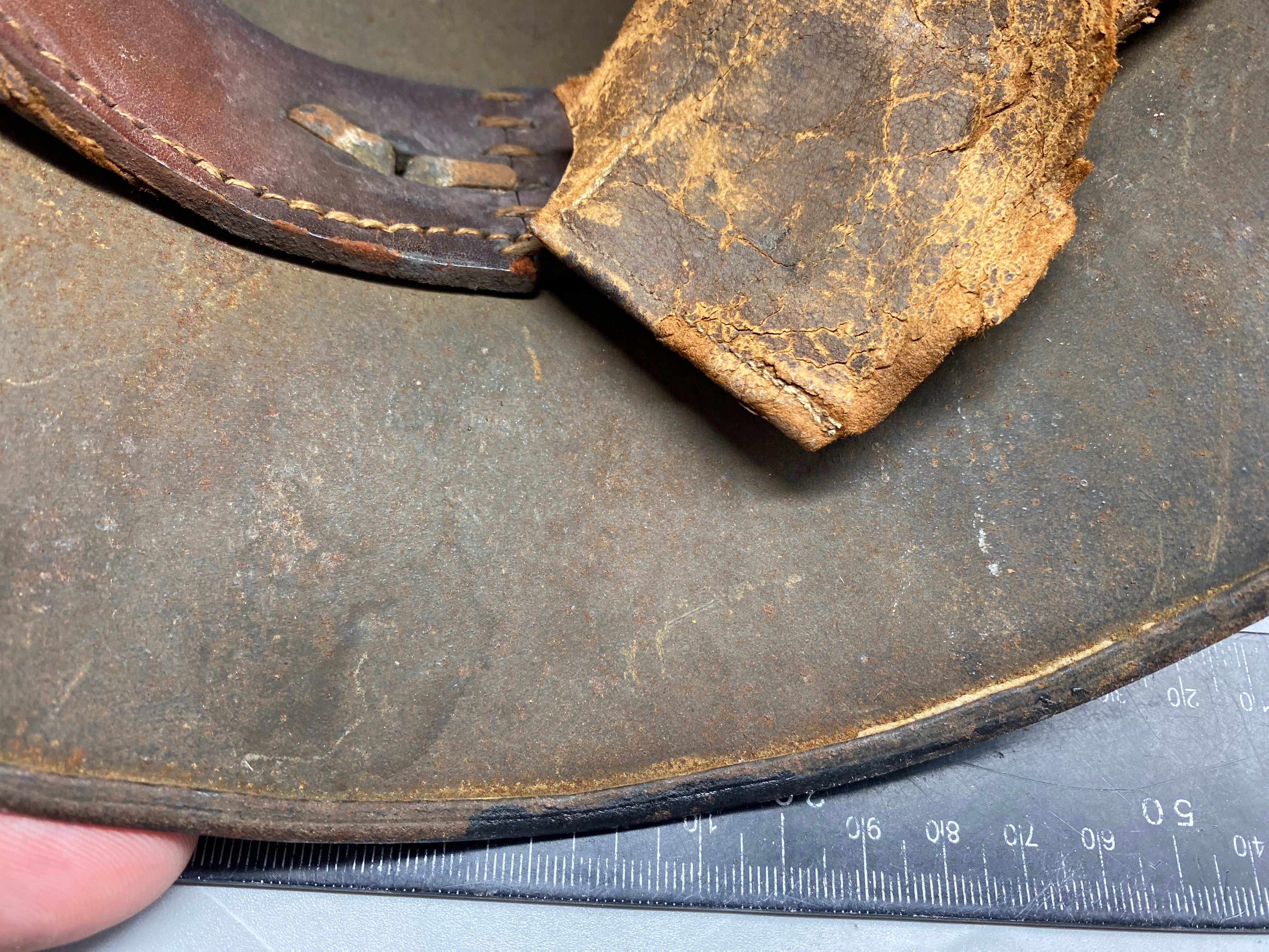 Original German Early SS Transitional M16 Helmet with Liner Band - WW1/WW2 - The Militaria Shop