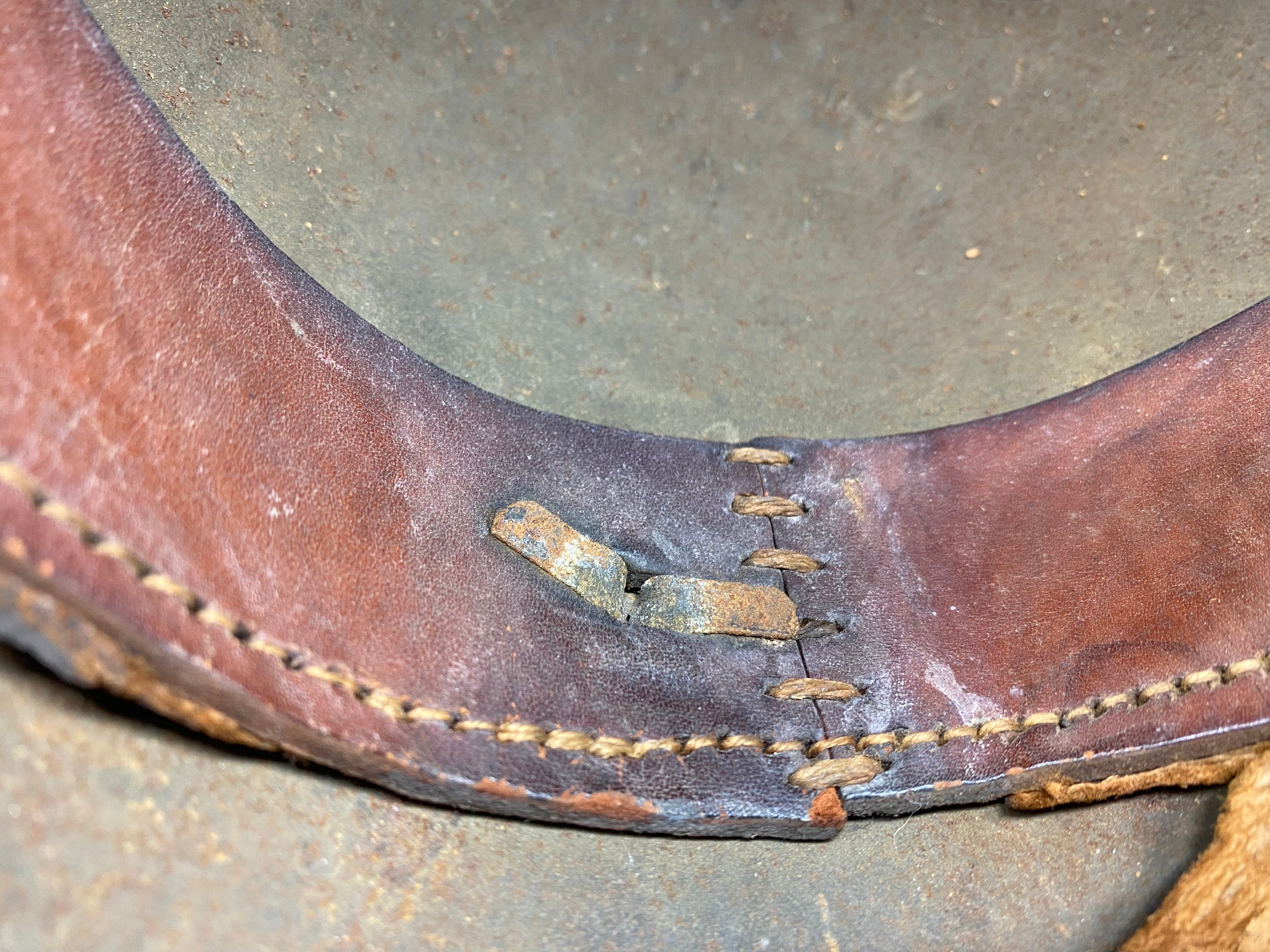 Original German Early SS Transitional M16 Helmet with Liner Band - WW1/WW2 - The Militaria Shop