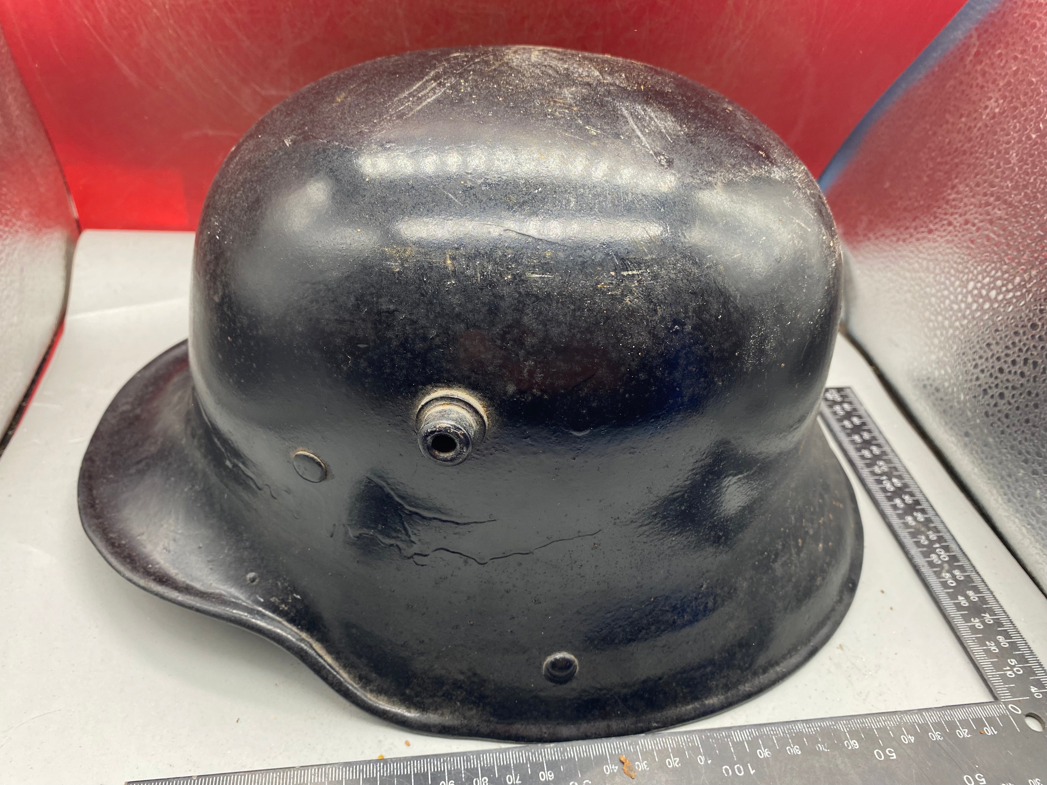Original German Early SS Transitional M16 Helmet with Liner Band - WW1/WW2 - The Militaria Shop