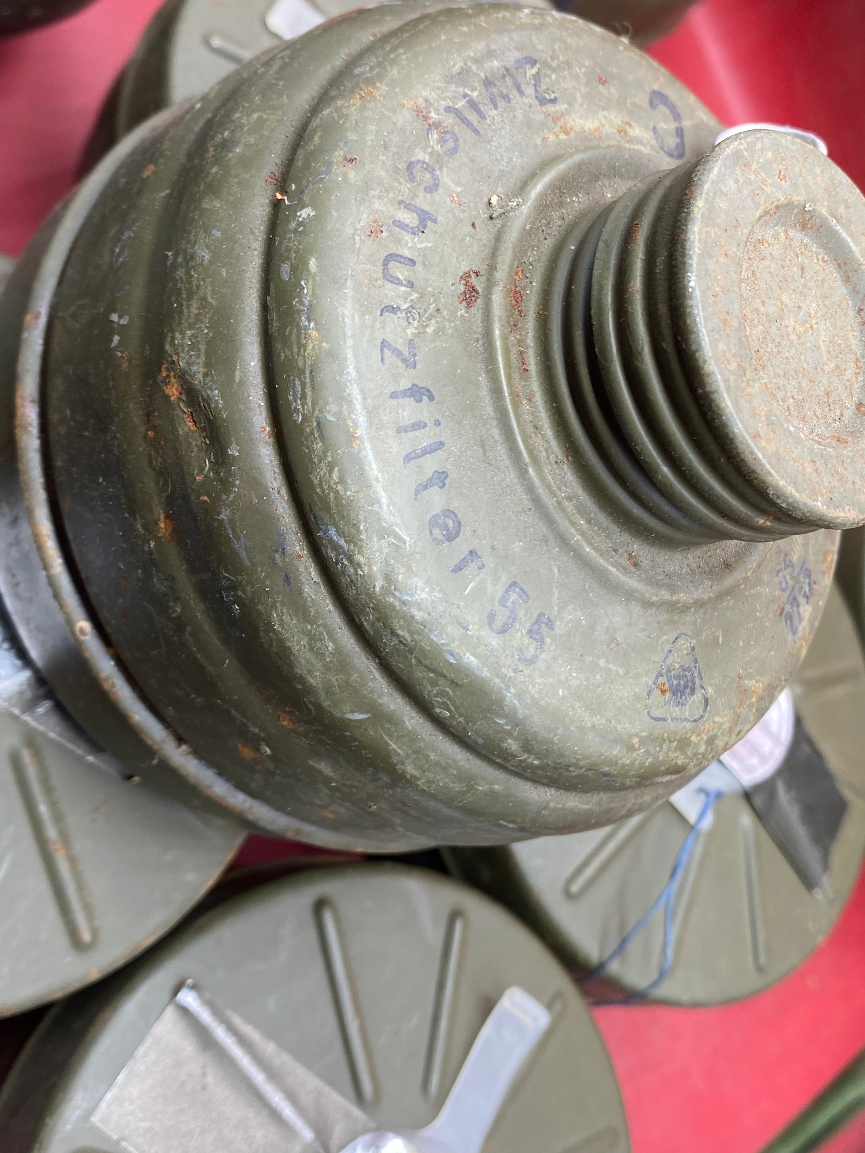 WW2 German Army Gas Mask Filters. Post War, but same as wartime issue. - The Militaria Shop