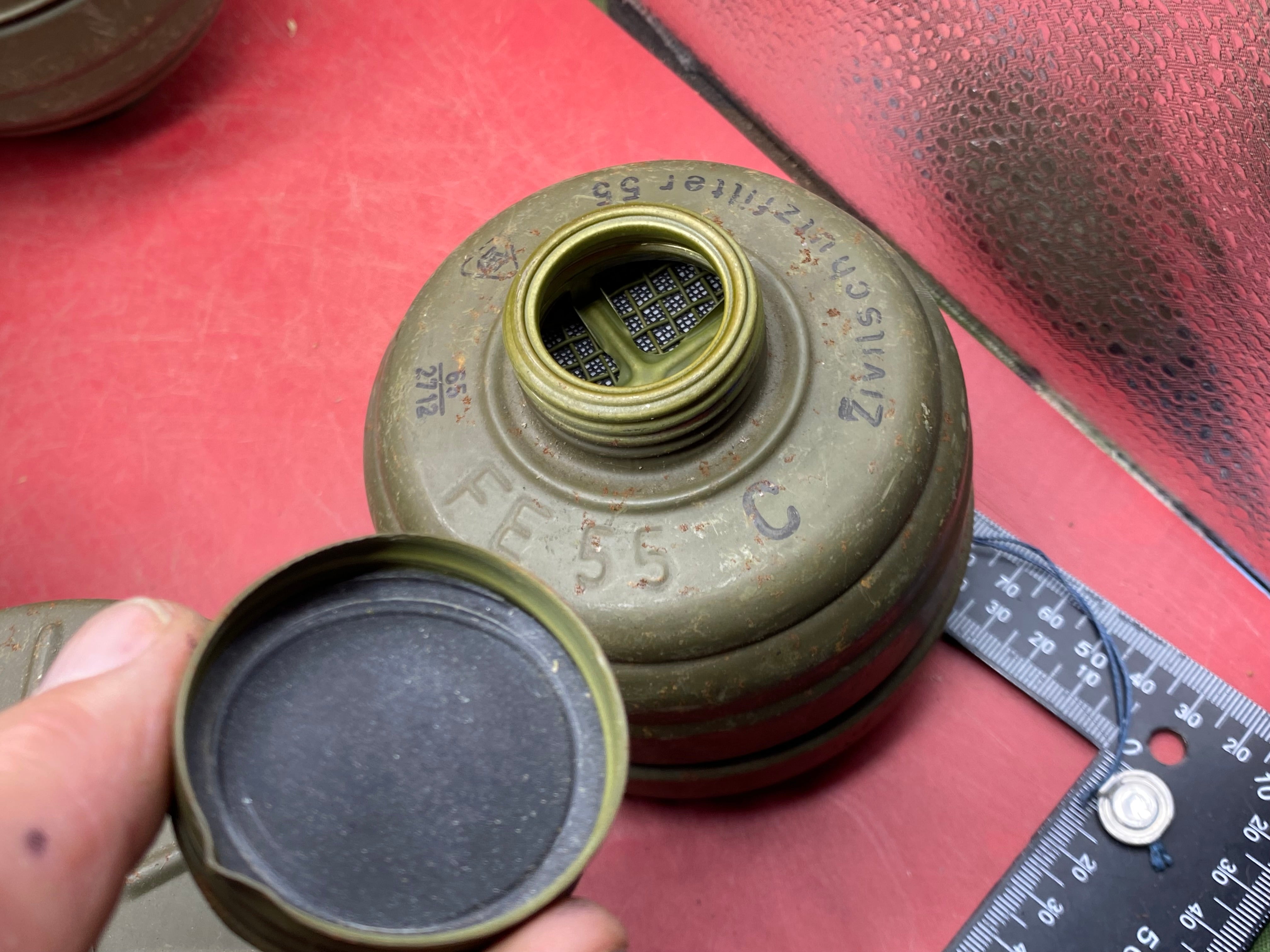WW2 German Army Gas Mask Filters. Post War, but same as wartime issue. - The Militaria Shop