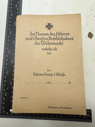WW2 German Army / Luftwaffe Iron Cross Award Certificate Reproduction - The Militaria Shop