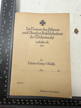 Lade das Bild in den Galerie-Viewer, WW2 German Army / Luftwaffe Iron Cross Award Certificate Reproduction
