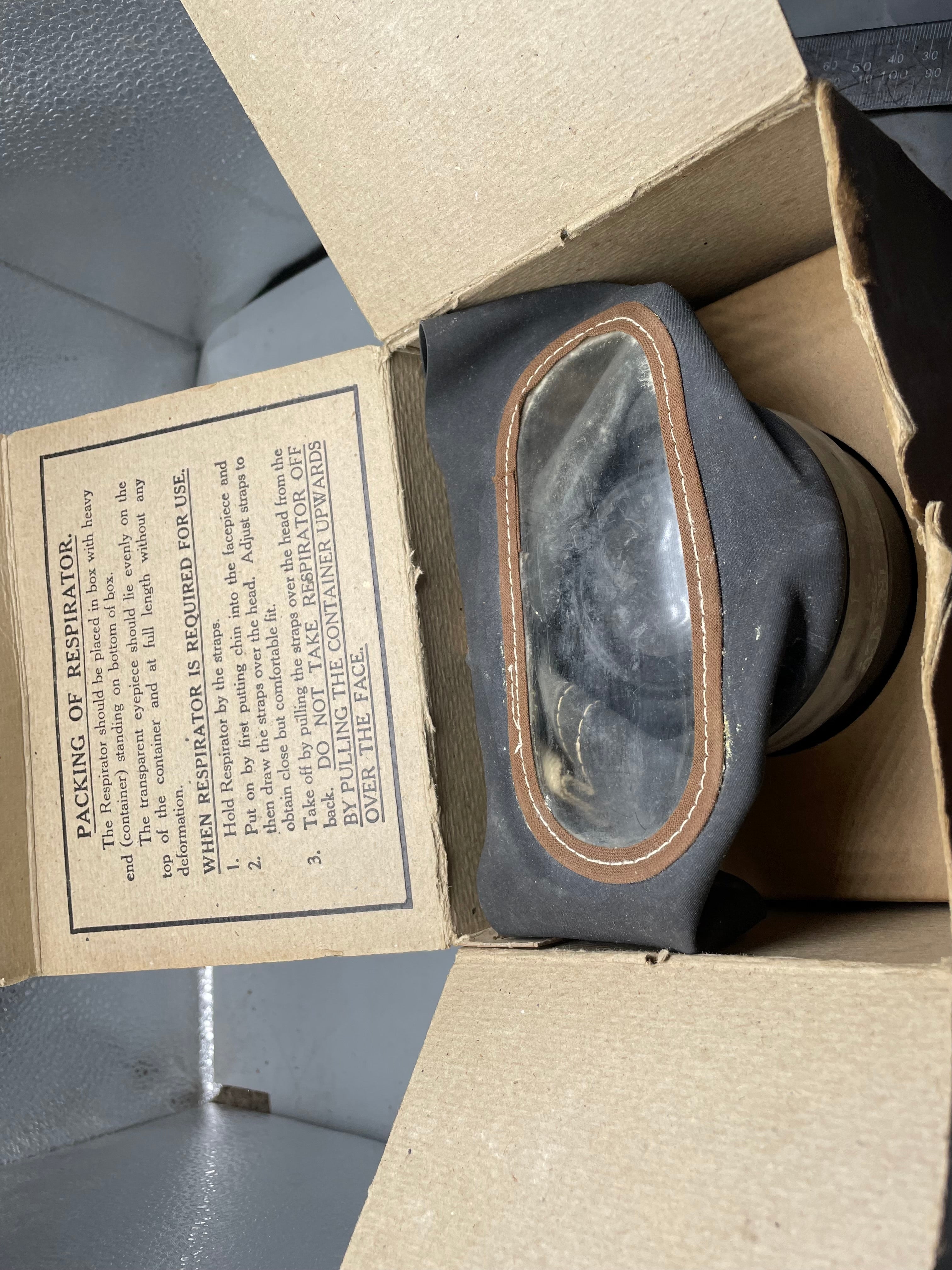 Civilian Gas Mask in Original Cardboard Box - WW2 British Home Front - The Militaria Shop