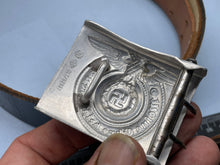 Charger l&#39;image dans la galerie, WW2 German SS Alloy Belt Buckle and Leather Belt - OLT
