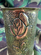 Load image into Gallery viewer, Original WW1 Trench Art Shell Case Vase Pair - Roses
