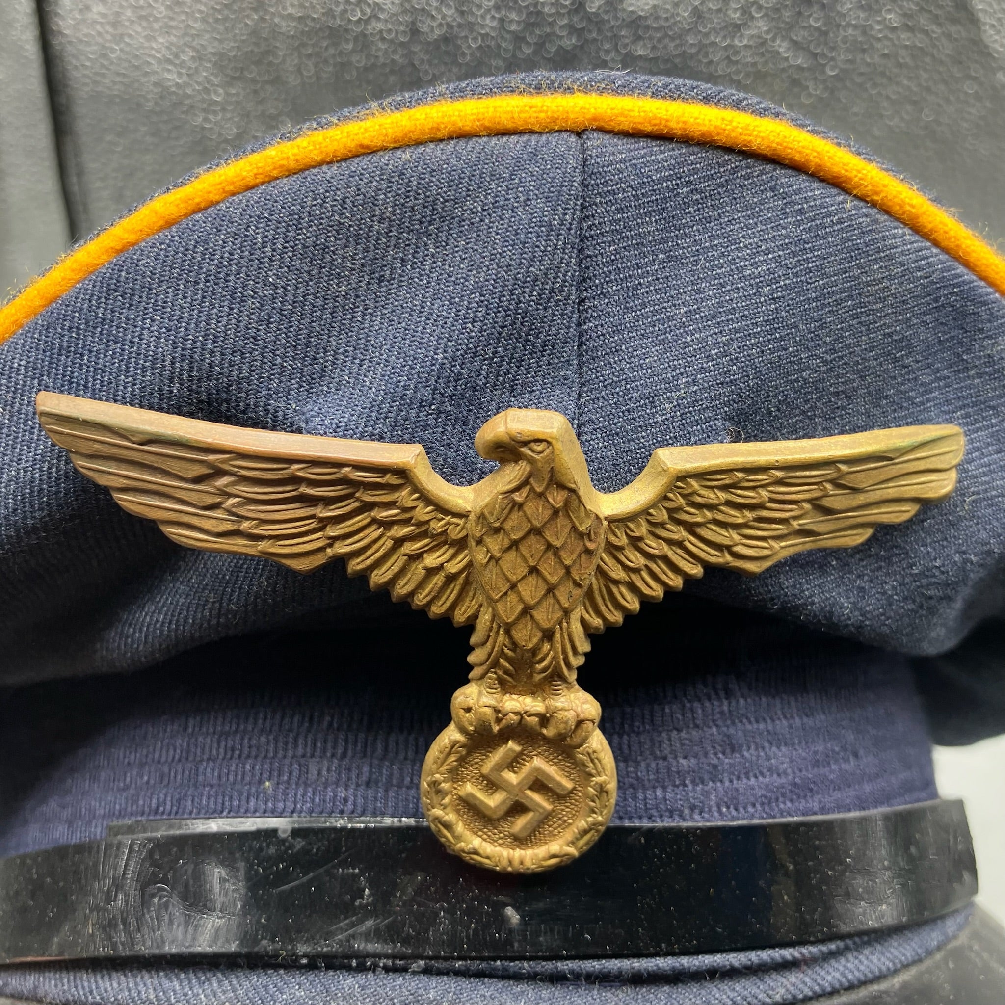 Original Post WW2 German Officers Cap with Reproduction Badge - For Reenactment - The Militaria Shop