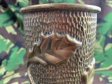 Load image into Gallery viewer, Original WW1 Trench Art Shell Case Vase Pair - Oak Leaf Design
