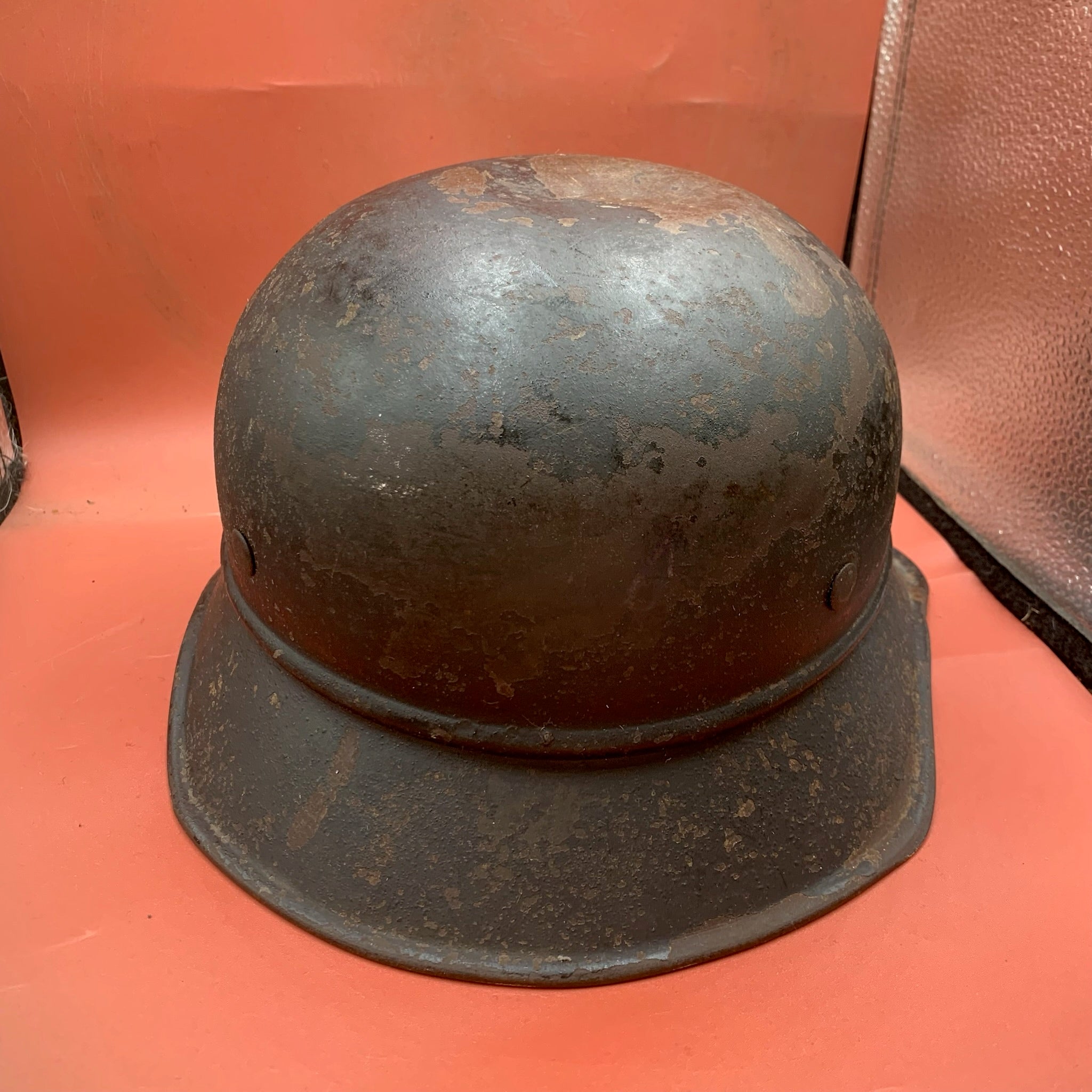Original WW2 German Luftshutz Civil Defence Helmet - Complete - The Militaria Shop