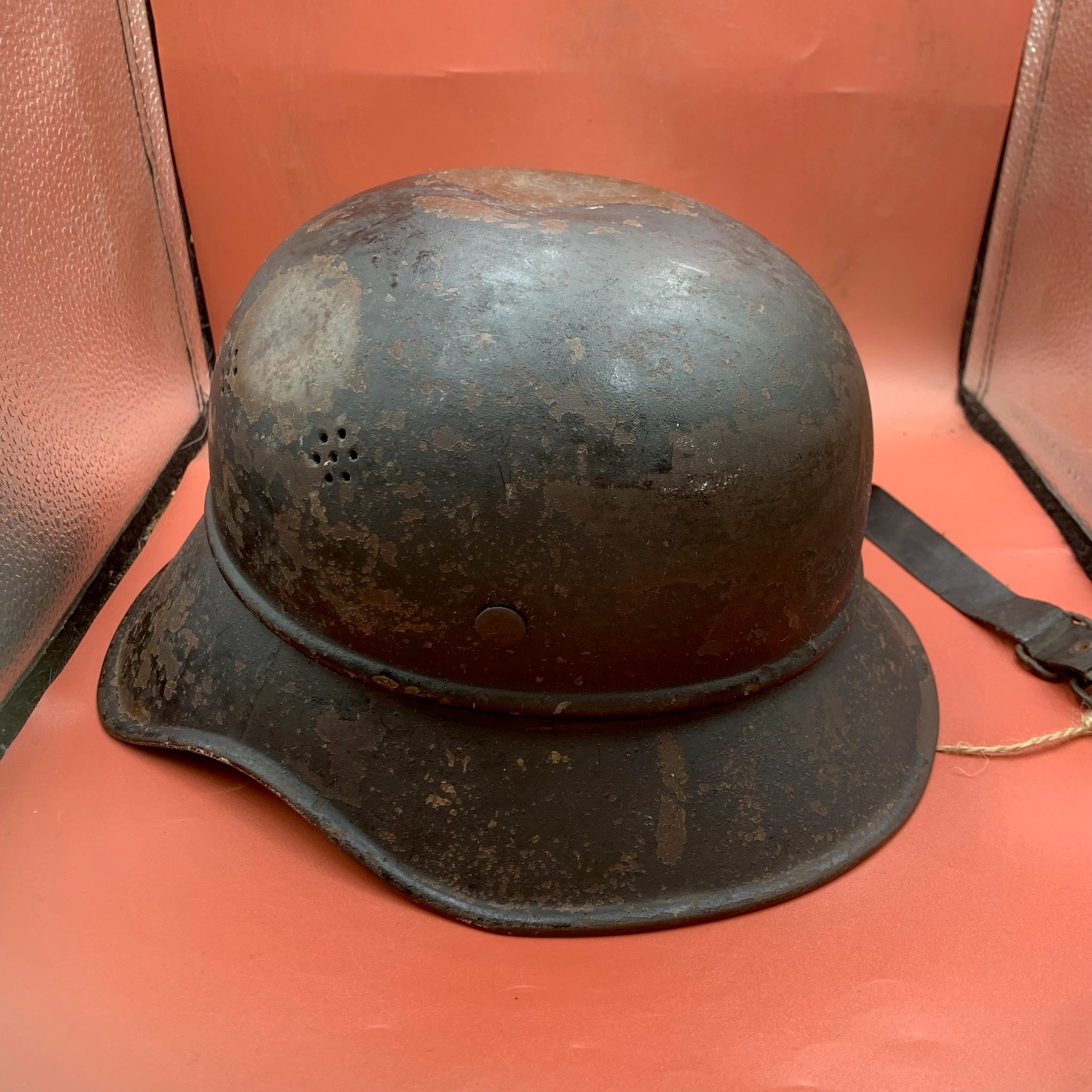Original WW2 German Luftshutz Civil Defence Helmet - Complete - The Militaria Shop