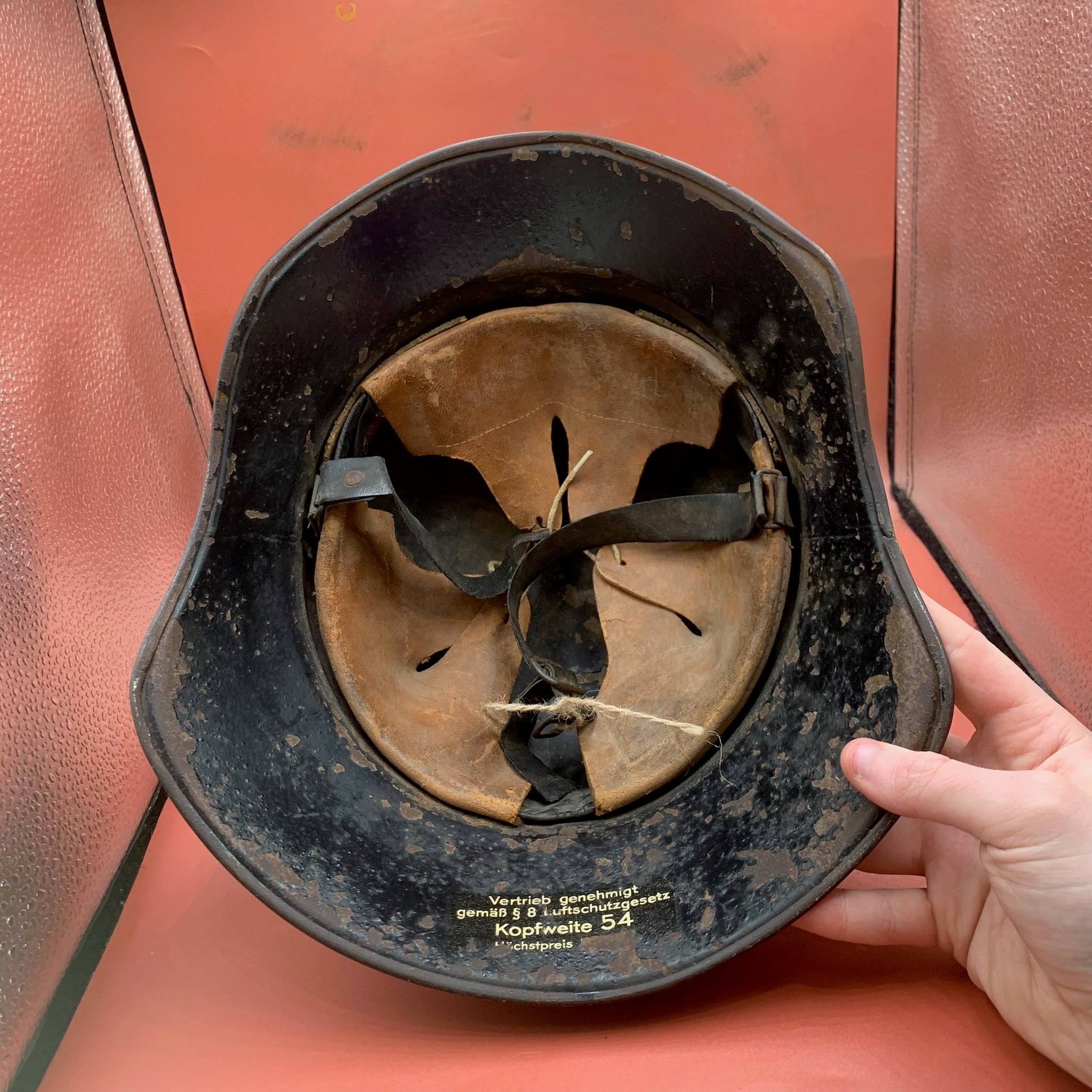 Original WW2 German Luftshutz Civil Defence Helmet - Complete - The Militaria Shop