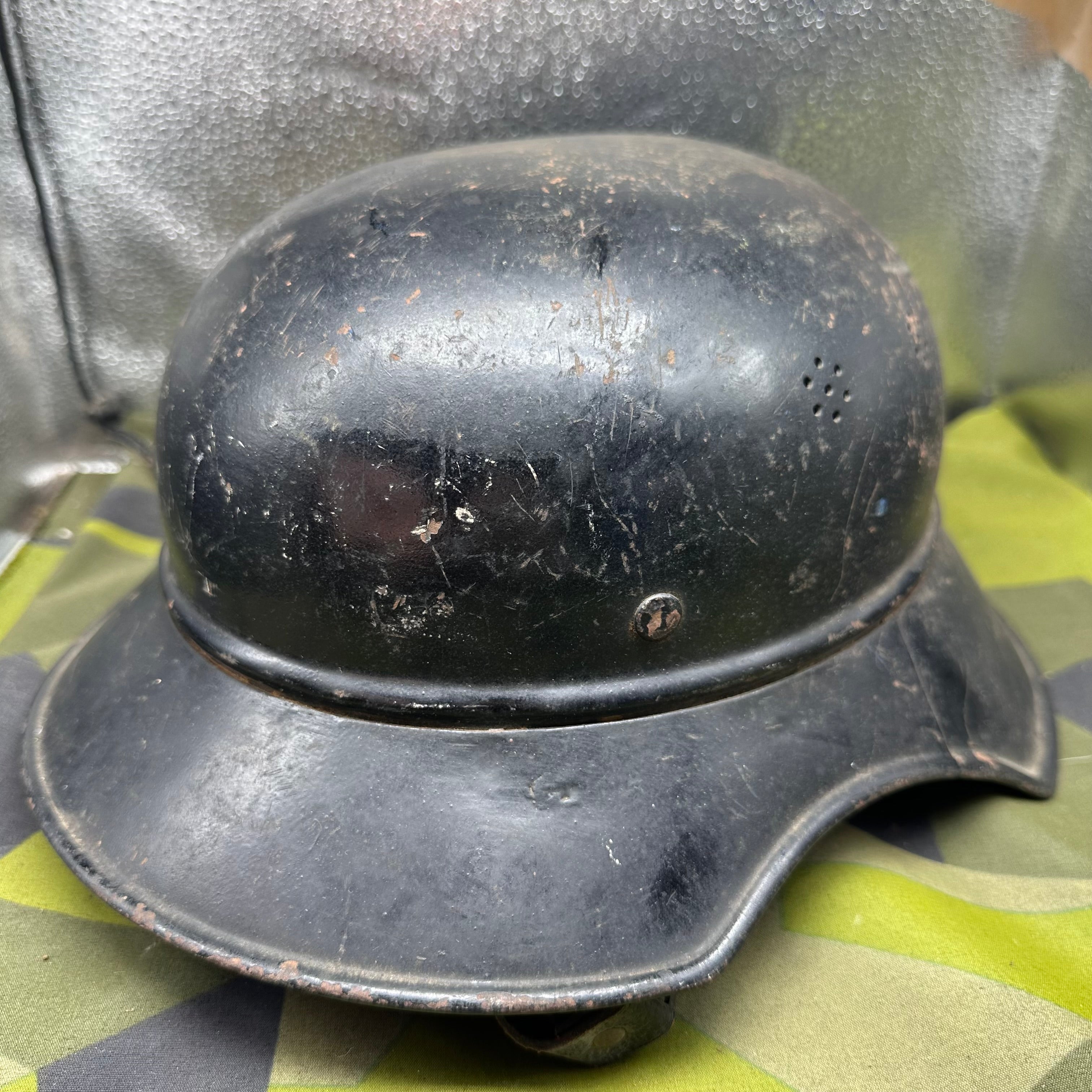 Original WW2 German Luftshutz Helmet Complete with Liner & Chinstrap - The Militaria Shop