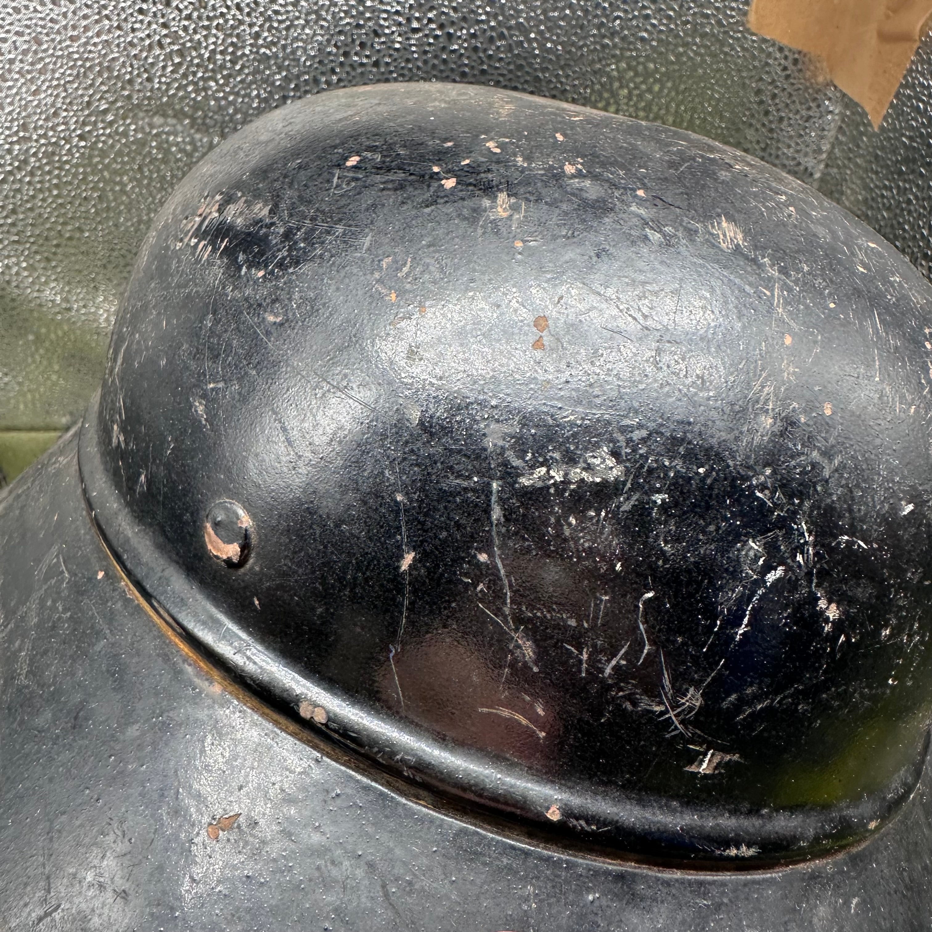 Original WW2 German Luftshutz Helmet Complete with Liner & Chinstrap - The Militaria Shop