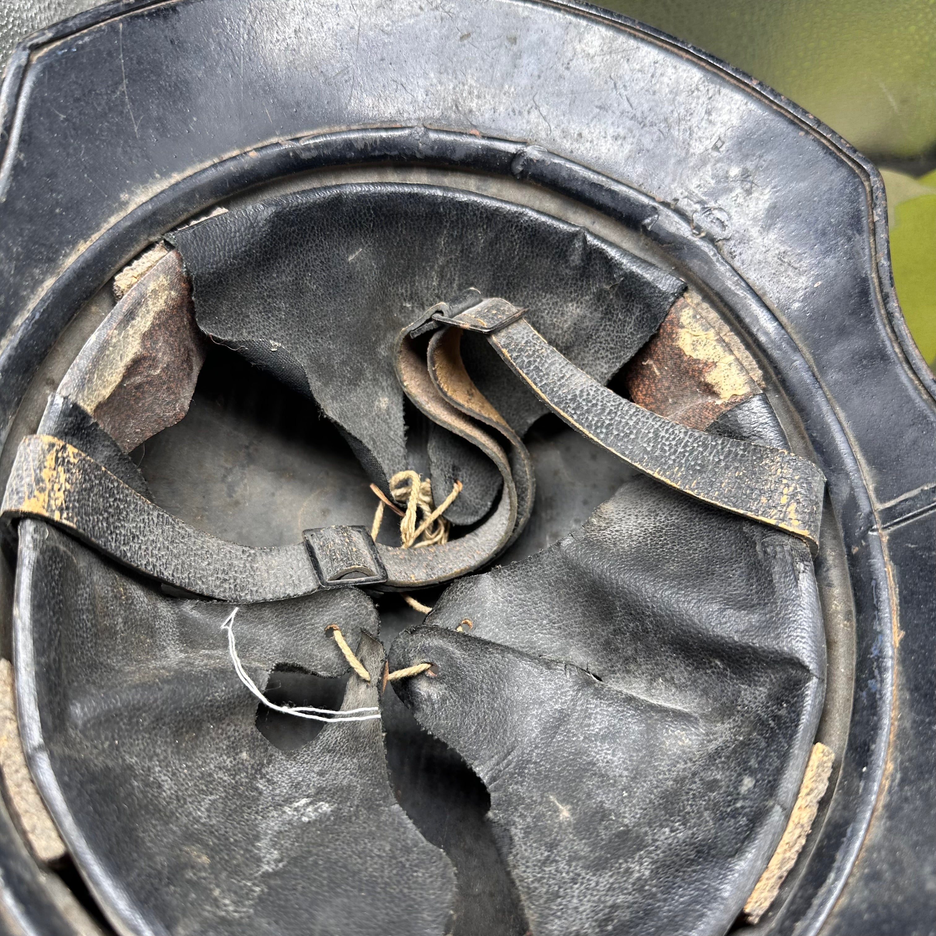 Original WW2 German Luftshutz Helmet Complete with Liner & Chinstrap - The Militaria Shop