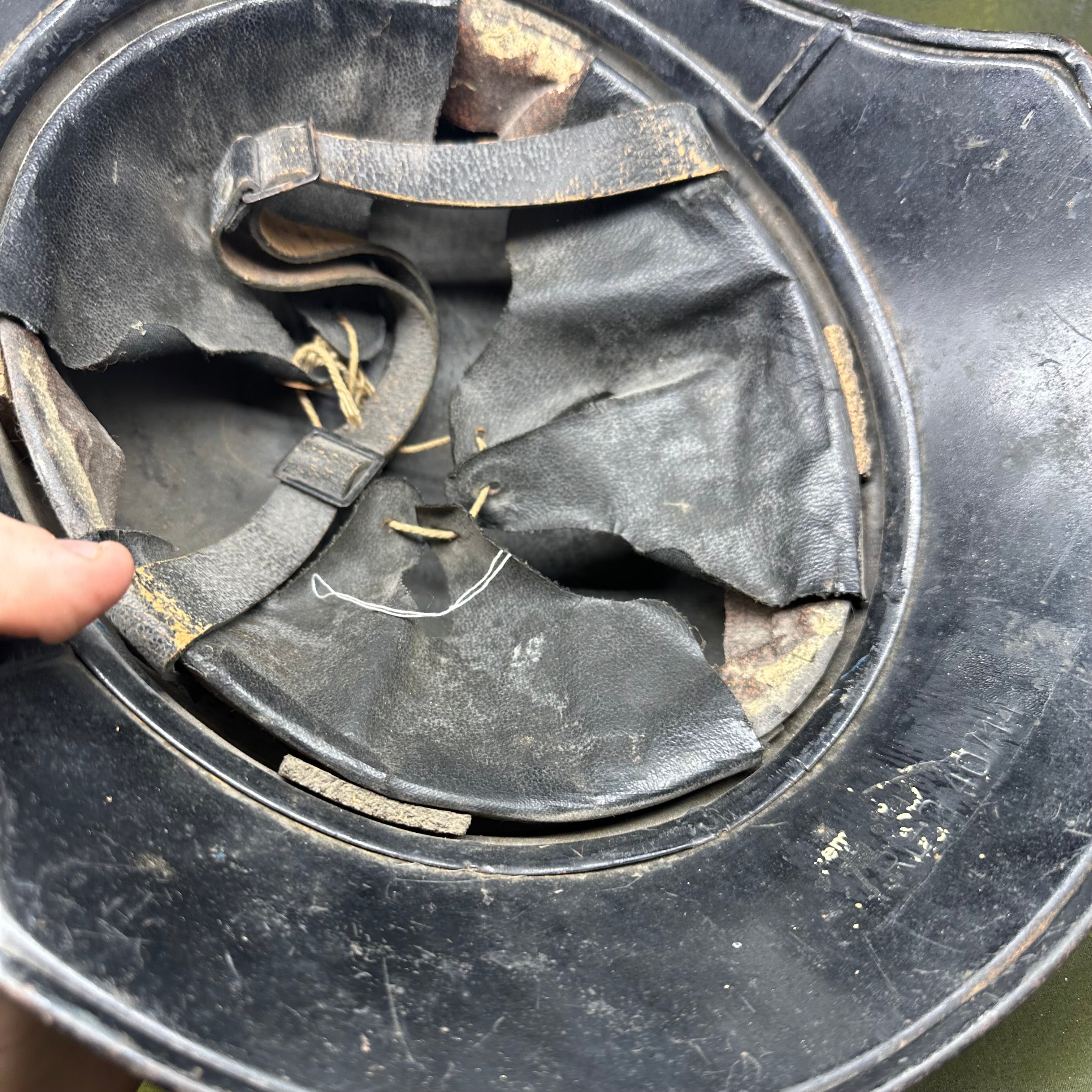 Original WW2 German Luftshutz Helmet Complete with Liner & Chinstrap - The Militaria Shop