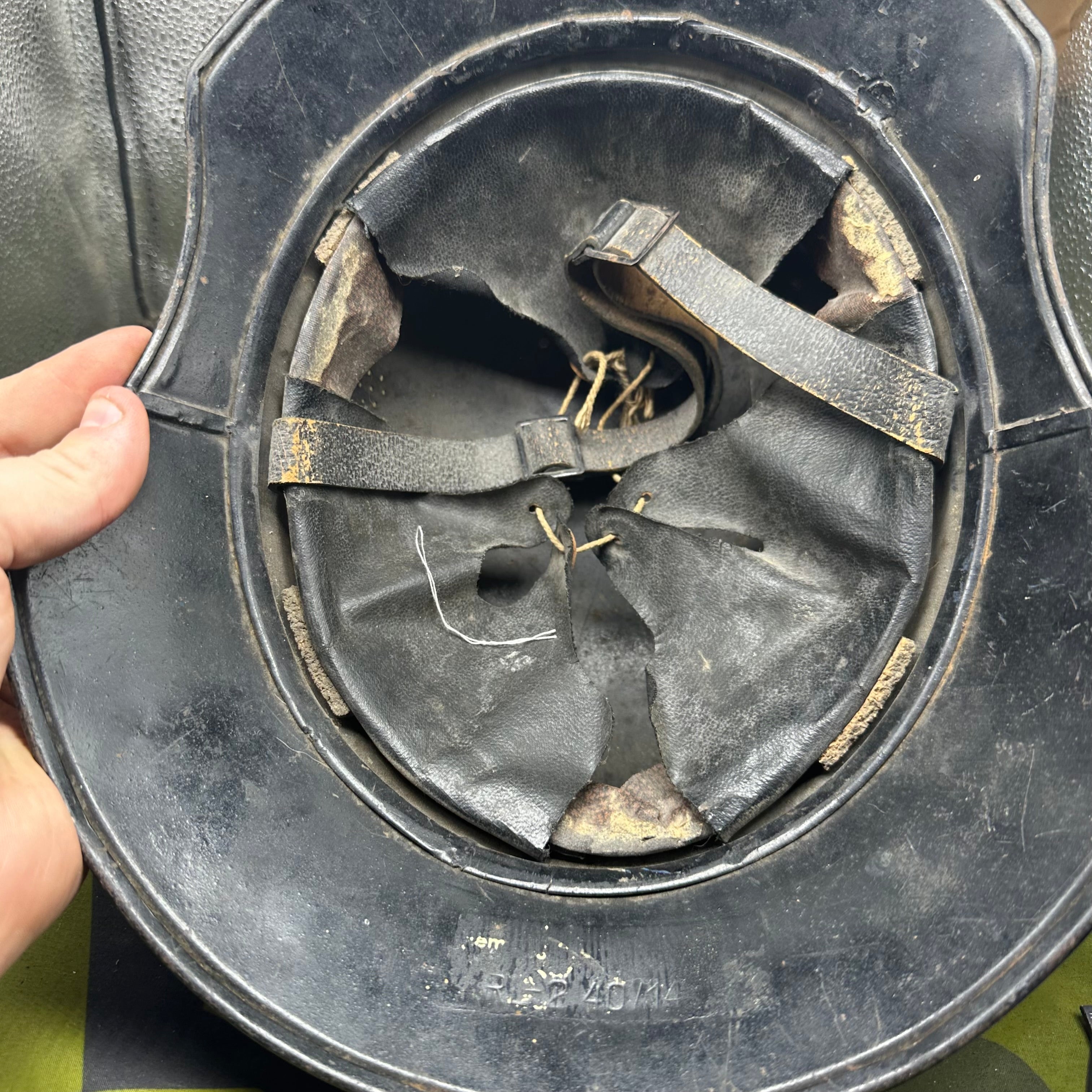 Original WW2 German Luftshutz Helmet Complete with Liner & Chinstrap - The Militaria Shop