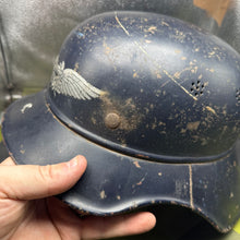 Charger l'image dans la galerie, Original WW2 German Luftshutz Helmet Complete with Liner &amp; Chinstrap
