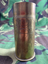 Load image into Gallery viewer, Original WW1 Trench Art Shell Case Vase / Pencil Pot - Named - Yvonne

