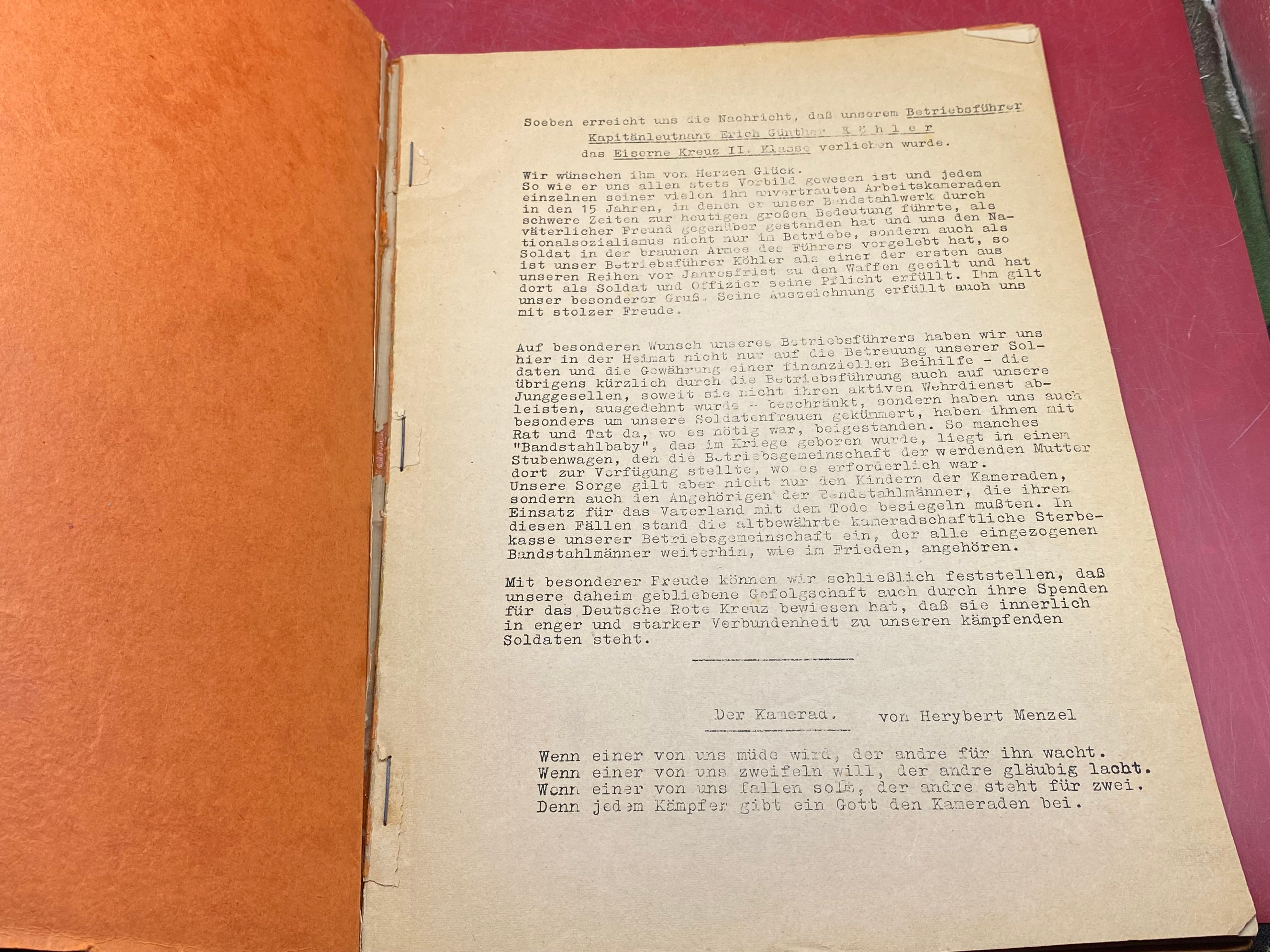 Interesting WW2 German 1940 Feldpost / Musicians Regiment Booklet - The Militaria Shop