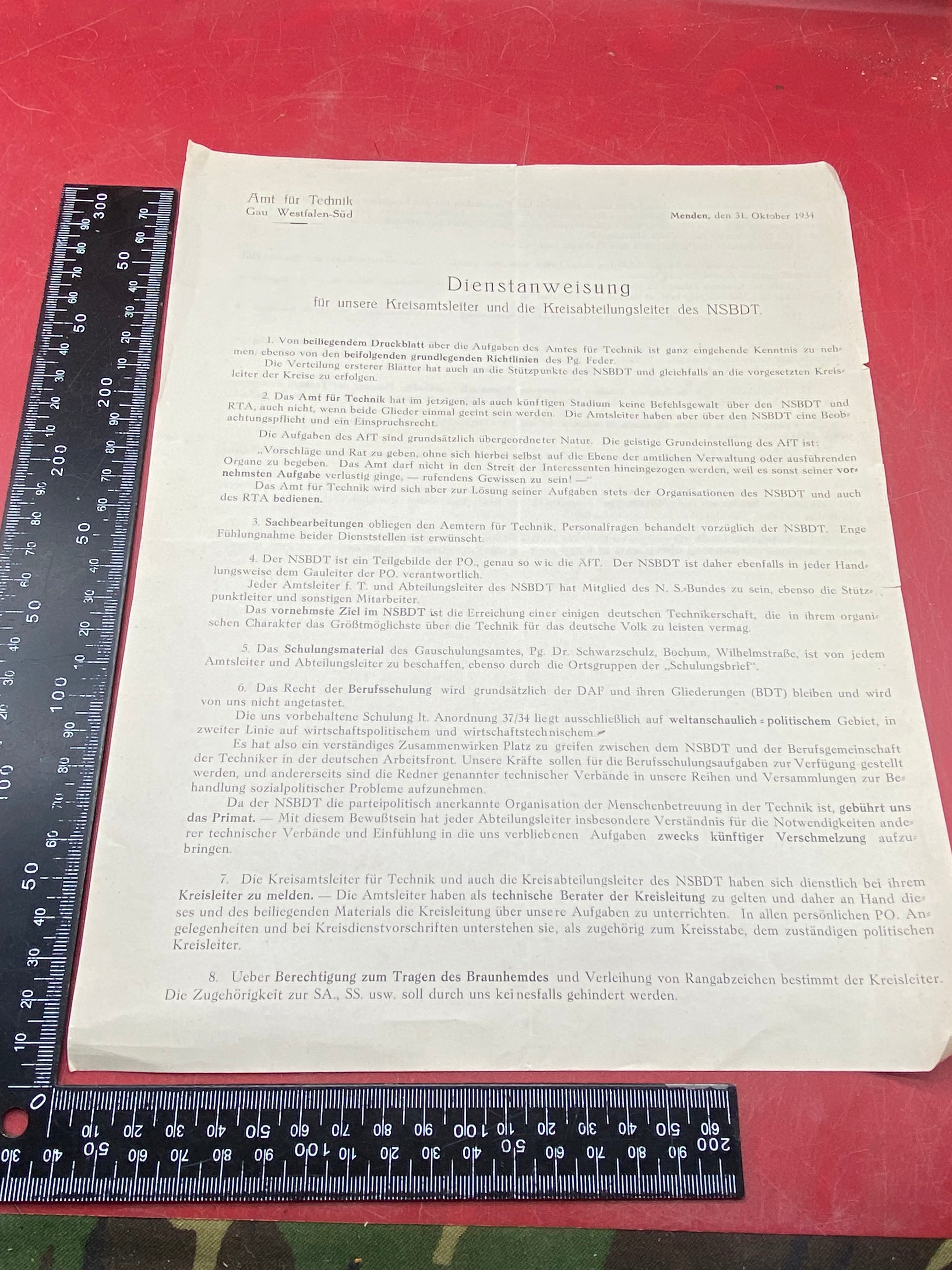 Copy of Interesting WW2 German 1934 document. - The Militaria Shop