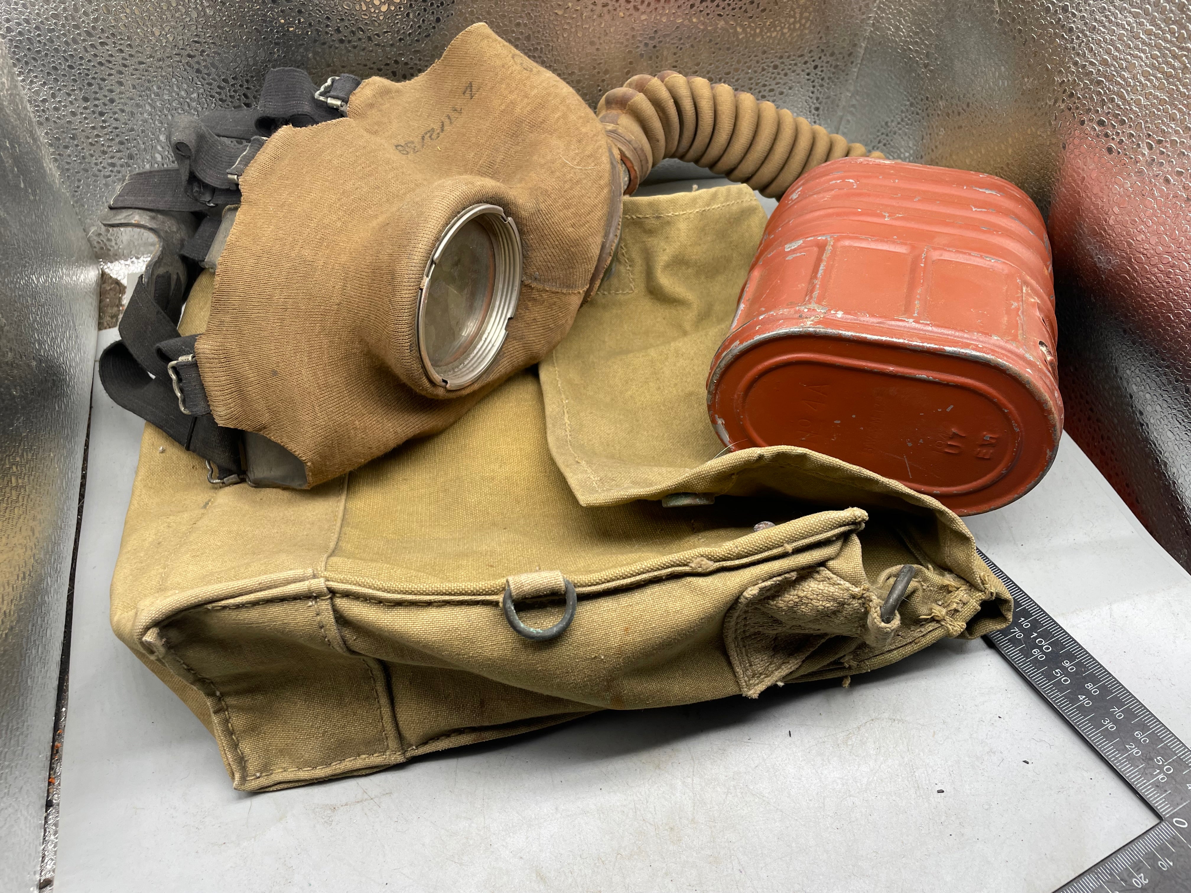 WW2 British Army Soldier Gas Mask GSR Respirator - in original 1941 Dated Bag - The Militaria Shop