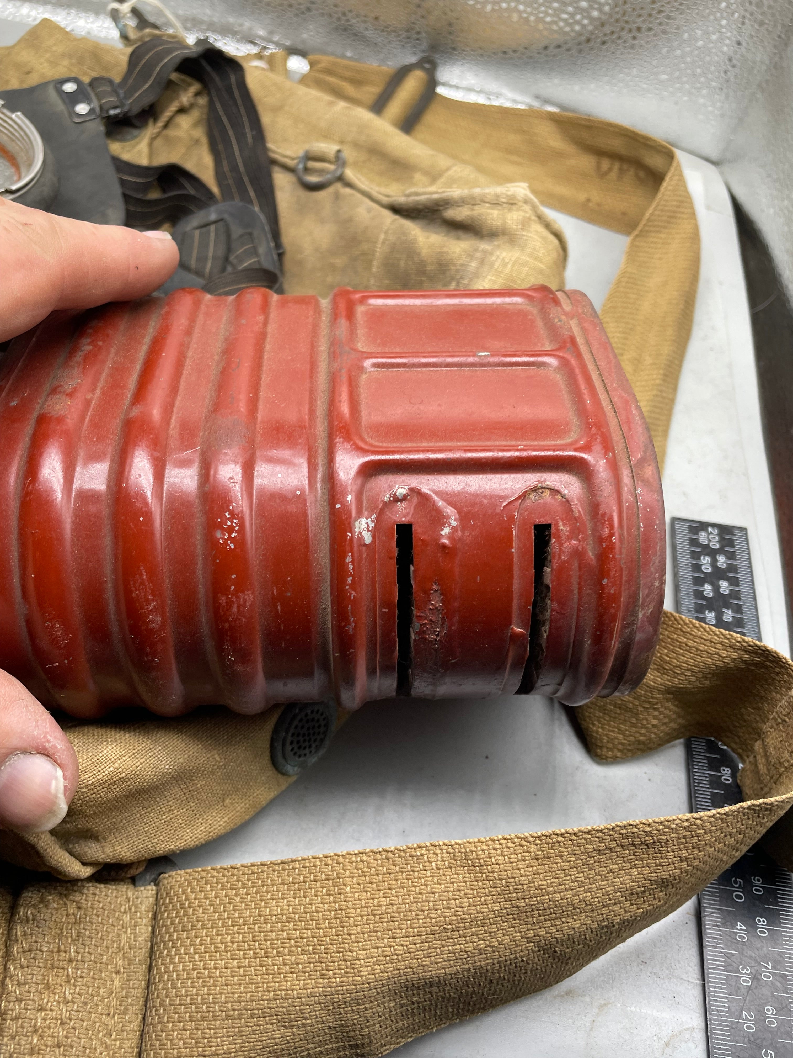 British Army Soldier Gas Mask GSR Respirator - Original 1940 Dated Bag - The Militaria Shop