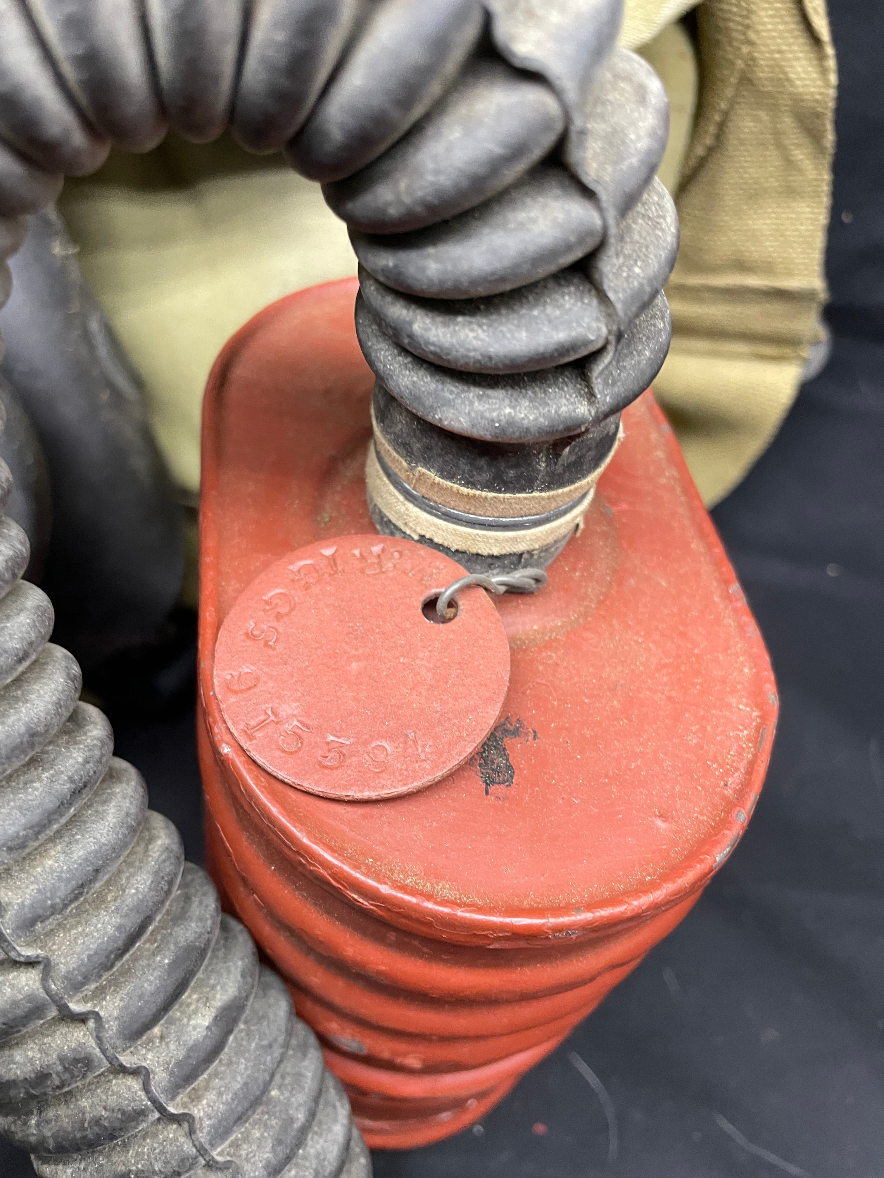 WW2 British Army Gas Mask Set - Long Hose Variation for Drivers etc - The Militaria Shop