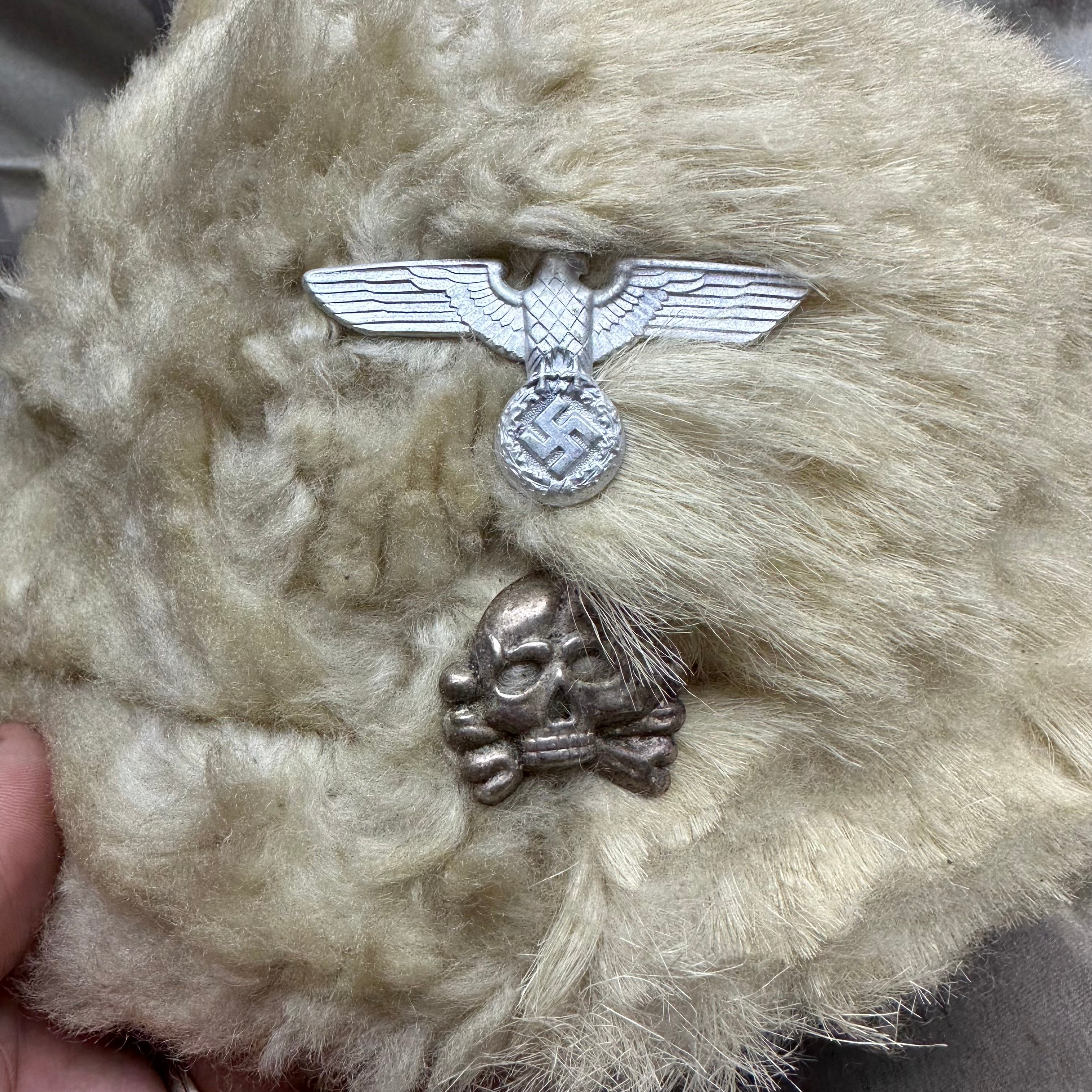 Original WW2 Swedish Army Wool Fur Hat - German Insignia - The Militaria Shop