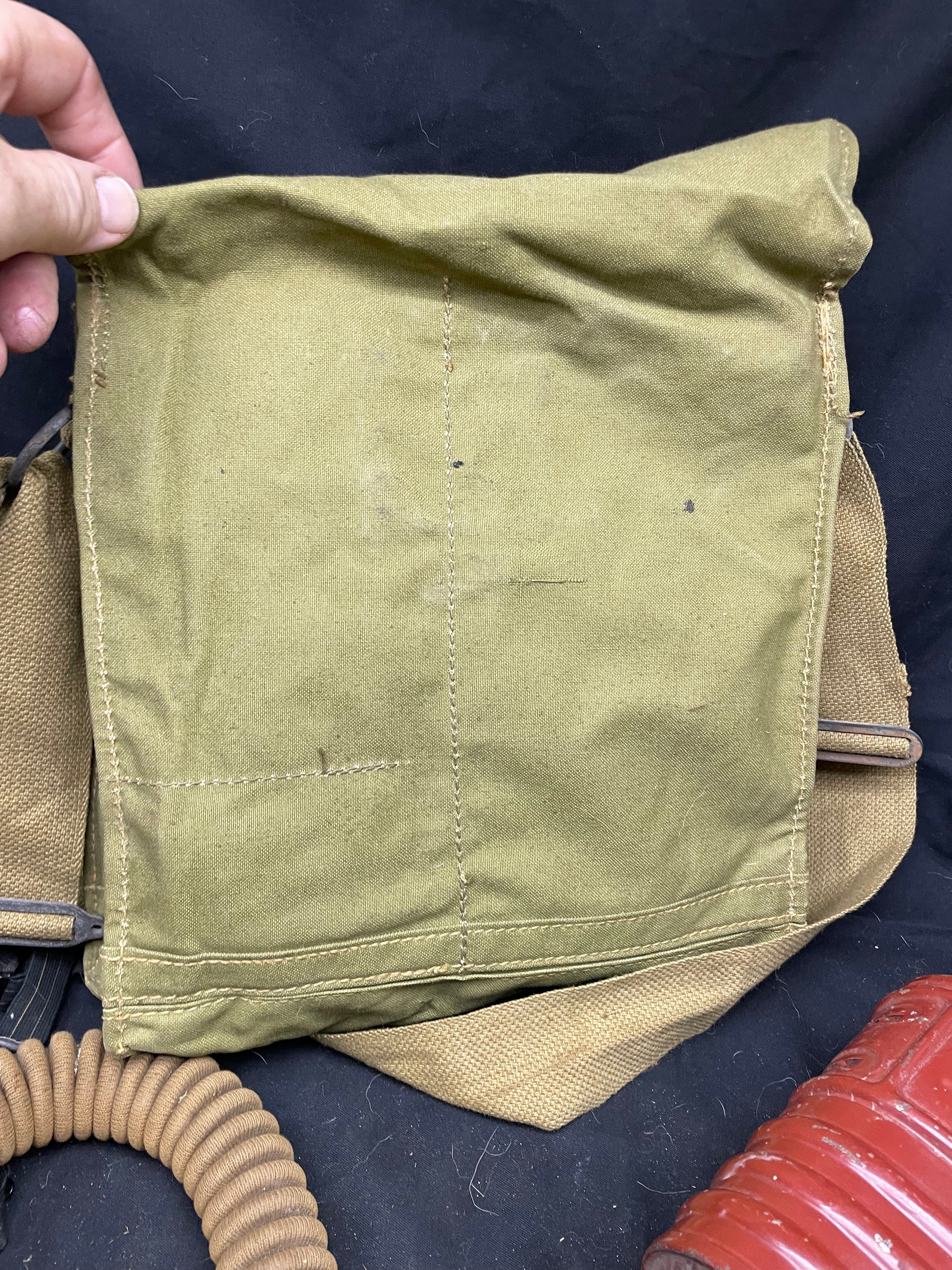 WW2 British Army Gas Mask Set - Long Canvas Hose Variation for Drivers etc - The Militaria Shop