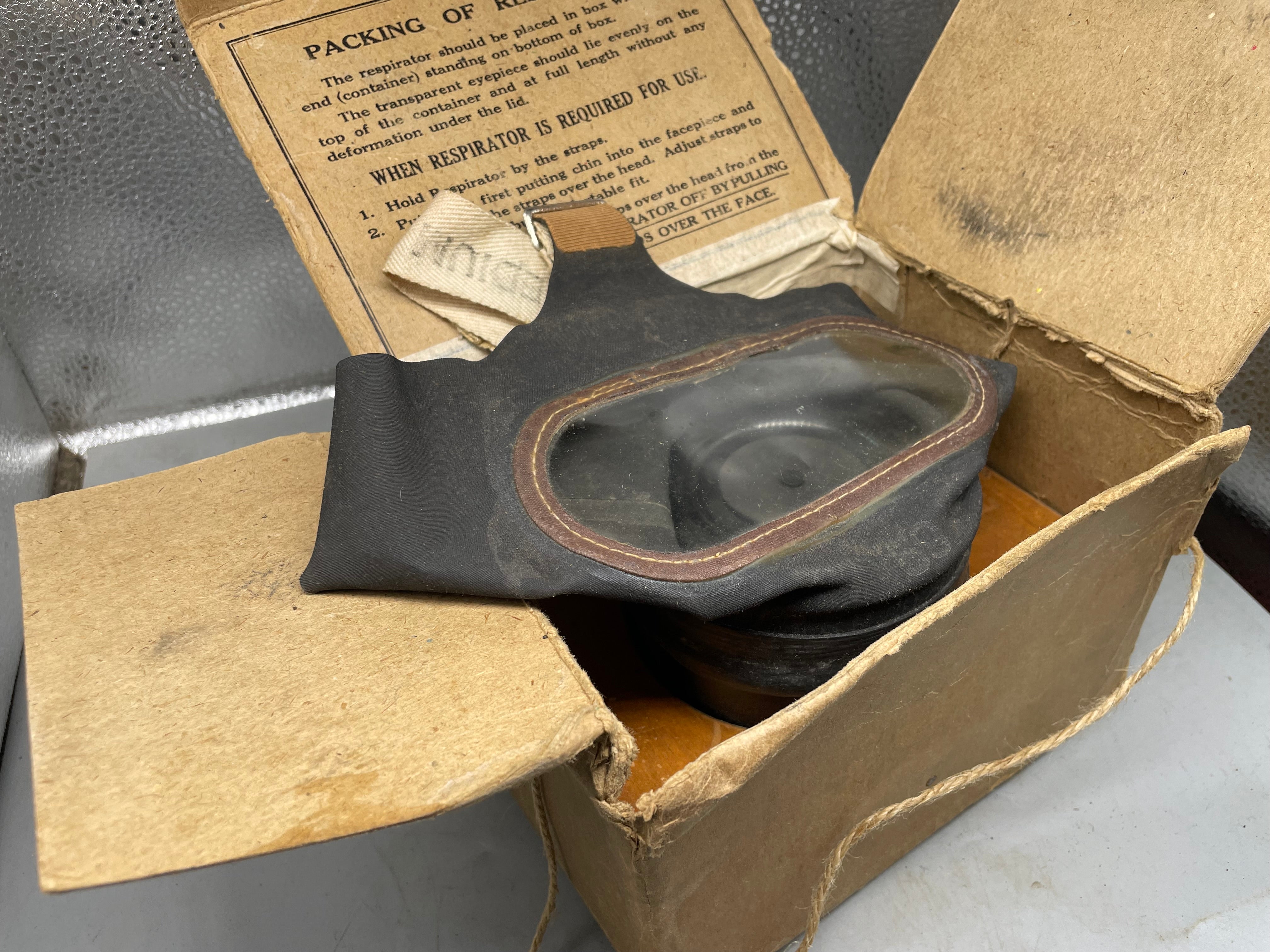 Civilian Gas Mask in Original Cardboard Box - WW2 British Home Front - The Militaria Shop