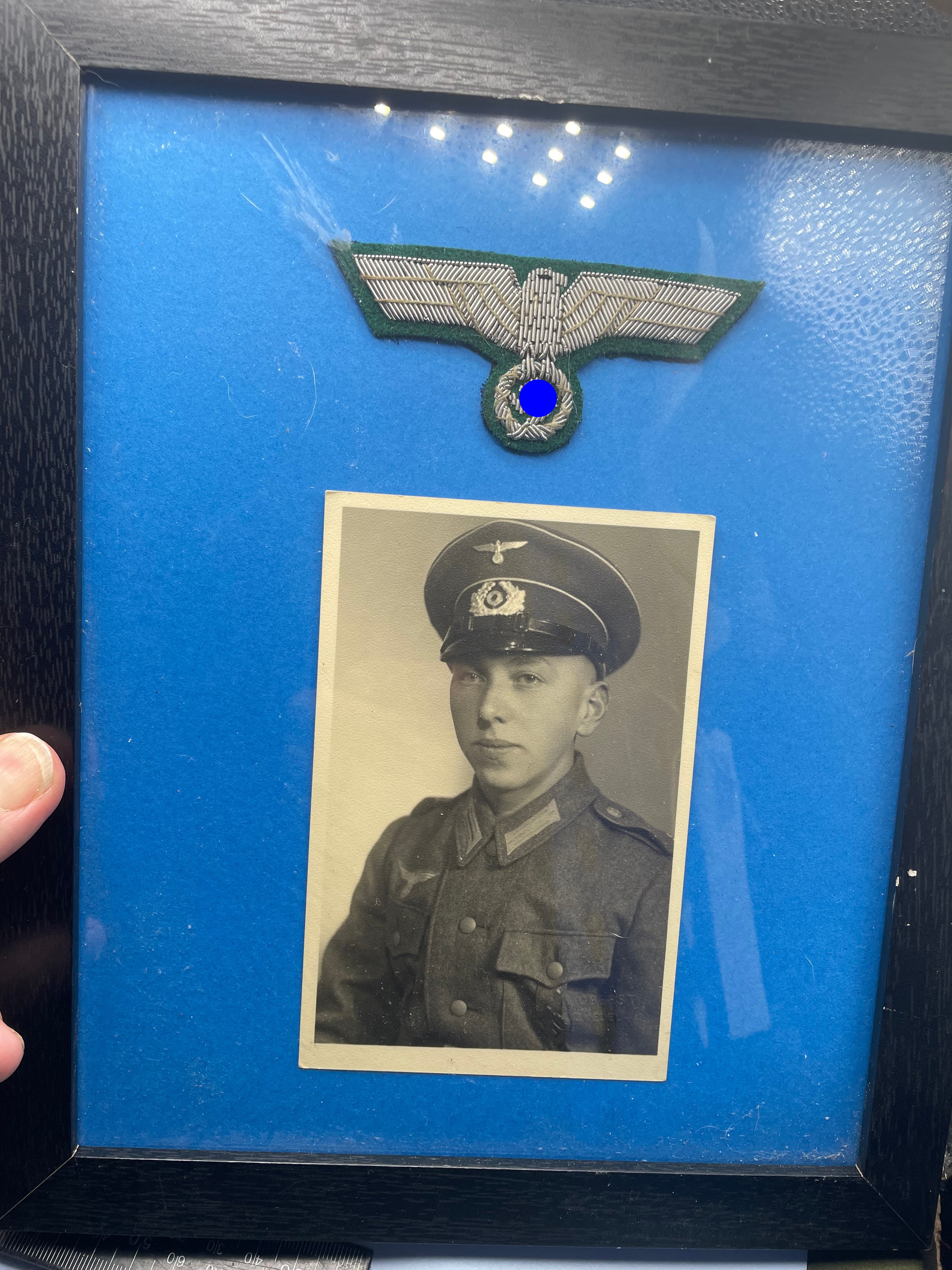 WW2 German Army Framed Eagle Badge and Photograph - The Militaria Shop