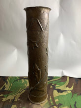 Load image into Gallery viewer, Original WW1 Trench Art Shell Case Vase - Oak Design
