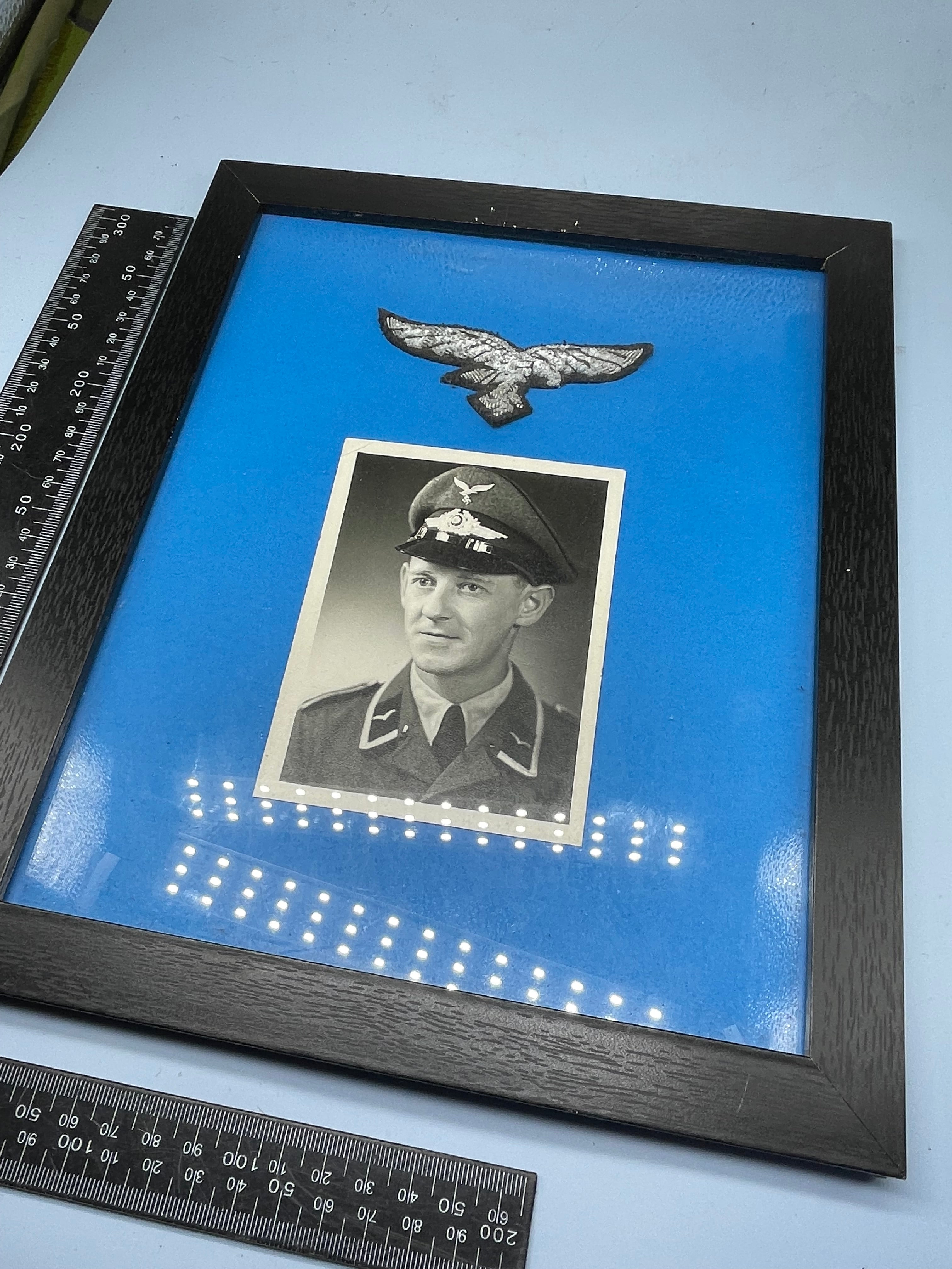 WW2 German Luftwaffe Framed Eagle Badge & Photograph - The Militaria Shop