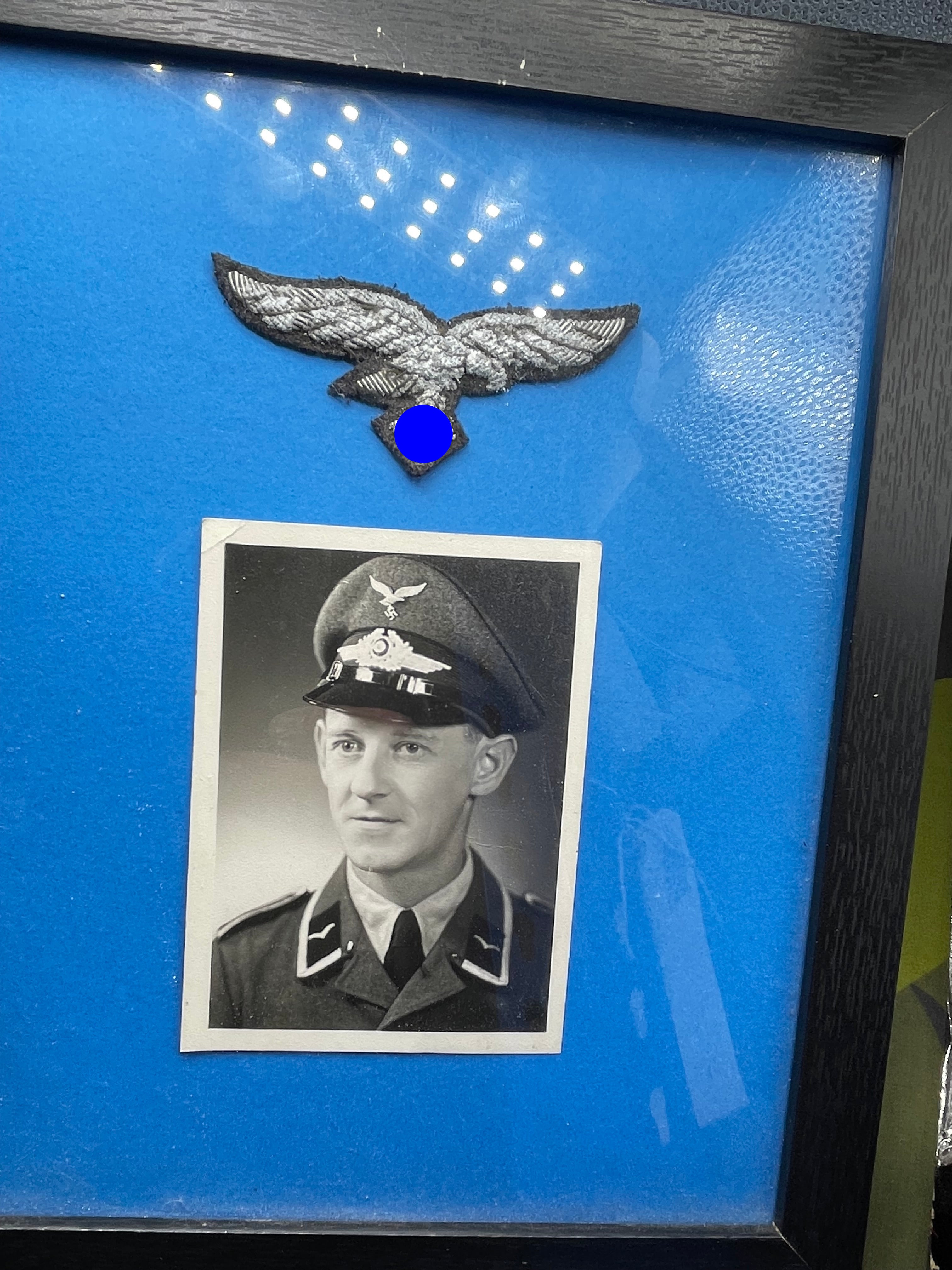 WW2 German Luftwaffe Framed Eagle Badge & Photograph - The Militaria Shop