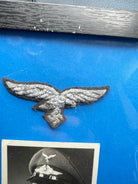 WW2 German Luftwaffe Framed Eagle Badge & Photograph - The Militaria Shop