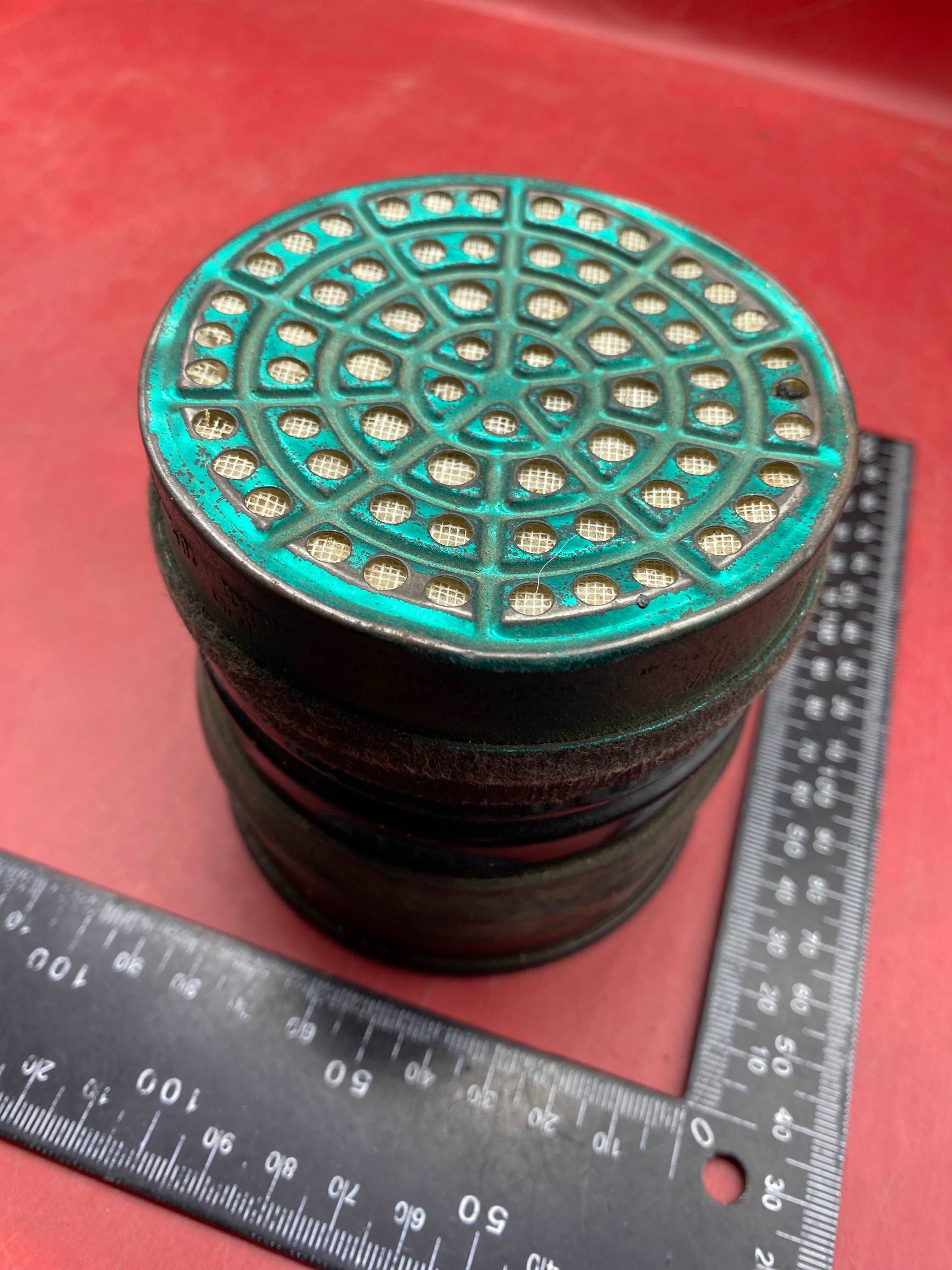 1937 dated British Civilian Gas Mask Filter in good condition - The Militaria Shop